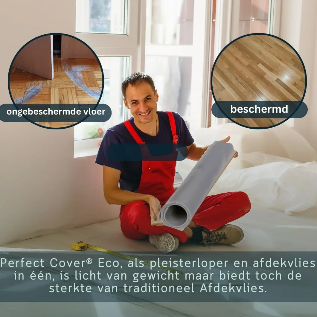 Perfect Cover® Eco Samoprzylepny tynk – włóknina malarska – powłoka z powłoką antypoślizgową – ochrona schodów – ochrona podłogi podczas prac DIY, na plac budowy i renowacji (0,65 x 25 m)