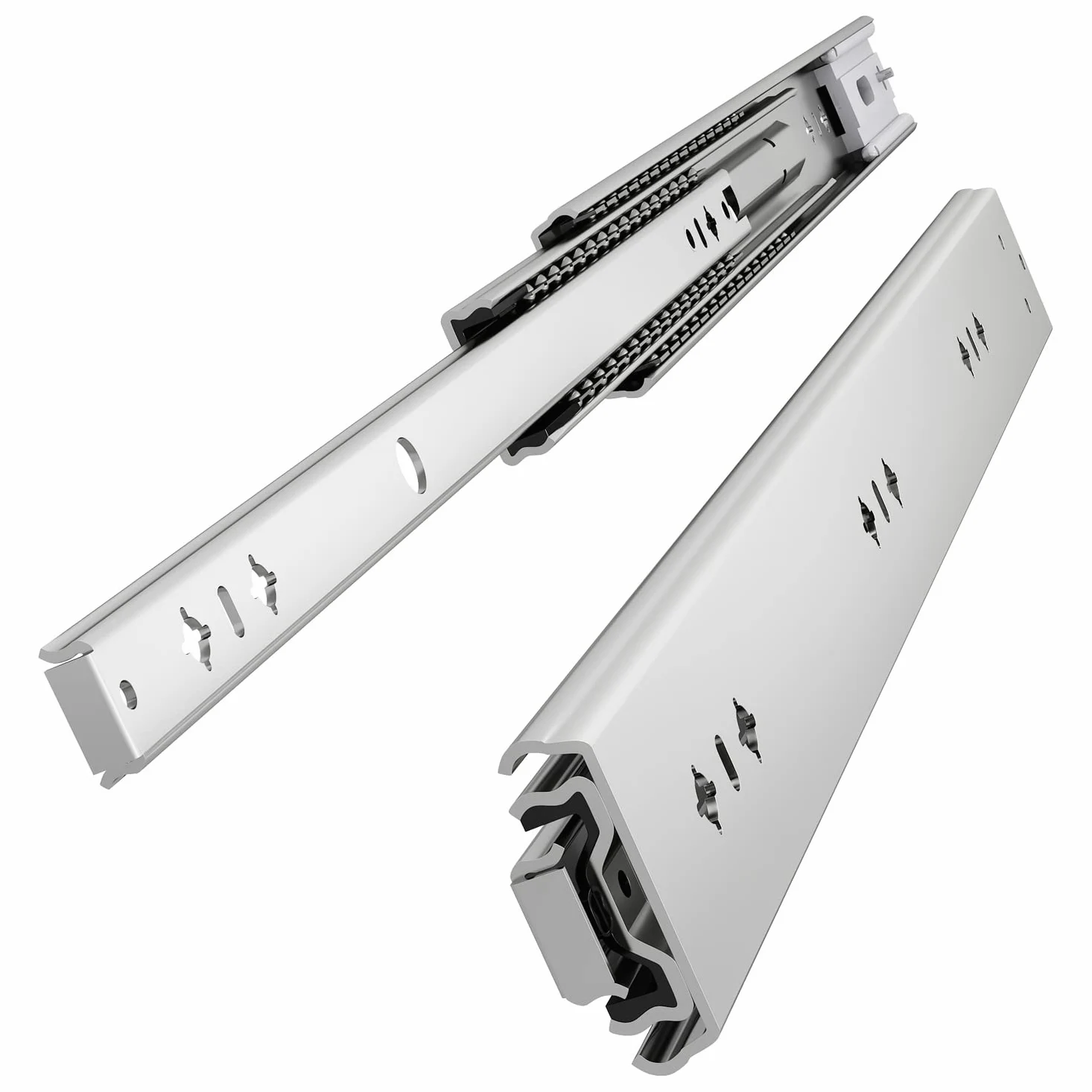 VADANIA Soft Close szyny do szuflad do dużych obciążeń, pełne wysuwanie 450 mm, nośność 120 kg, 3-częściowy pełny wysuw, montaż boczny K53, 1 para