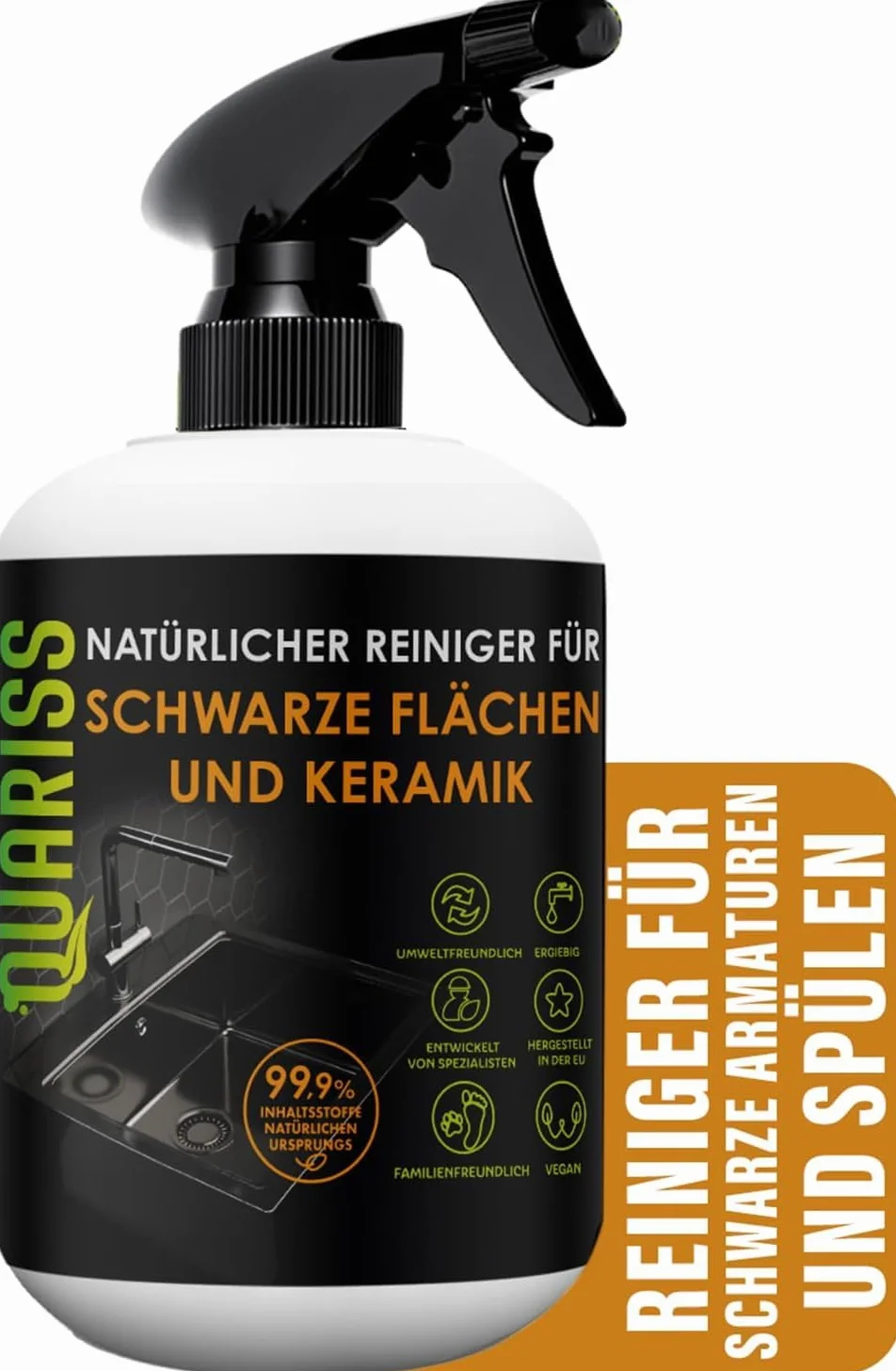Natural Black Faucet and Ceramic Cleaner - do baterii zlewozmywakowej Płytki łazienkowe z głowicą prysznicową - Łazienka Faucet Cleaner Vegan Mysterious Garden 0,5 L