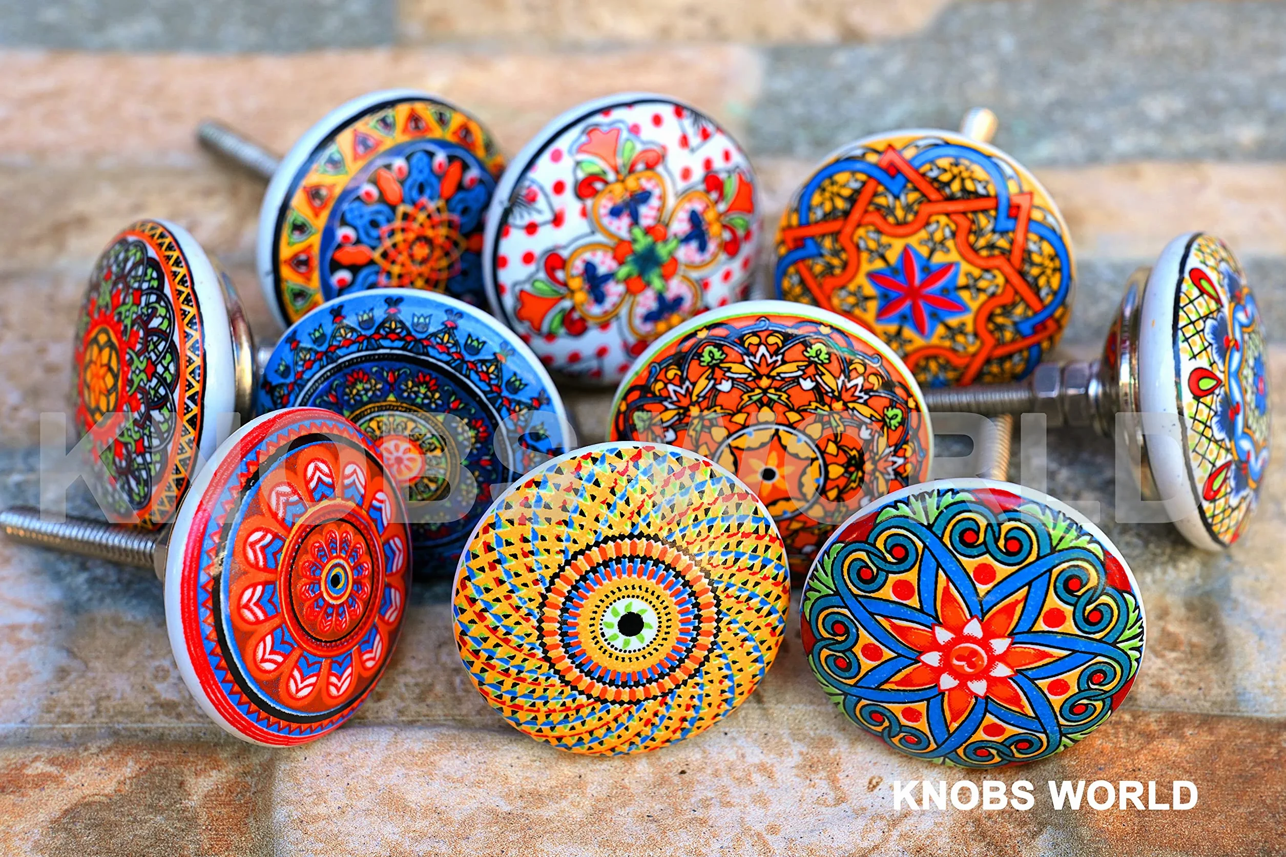 Uchwyty ceramiczne w stylu vintage z motywem kwiatowym, mieszane, do drzwi, szafki, szuflady, 10 szt., xfer