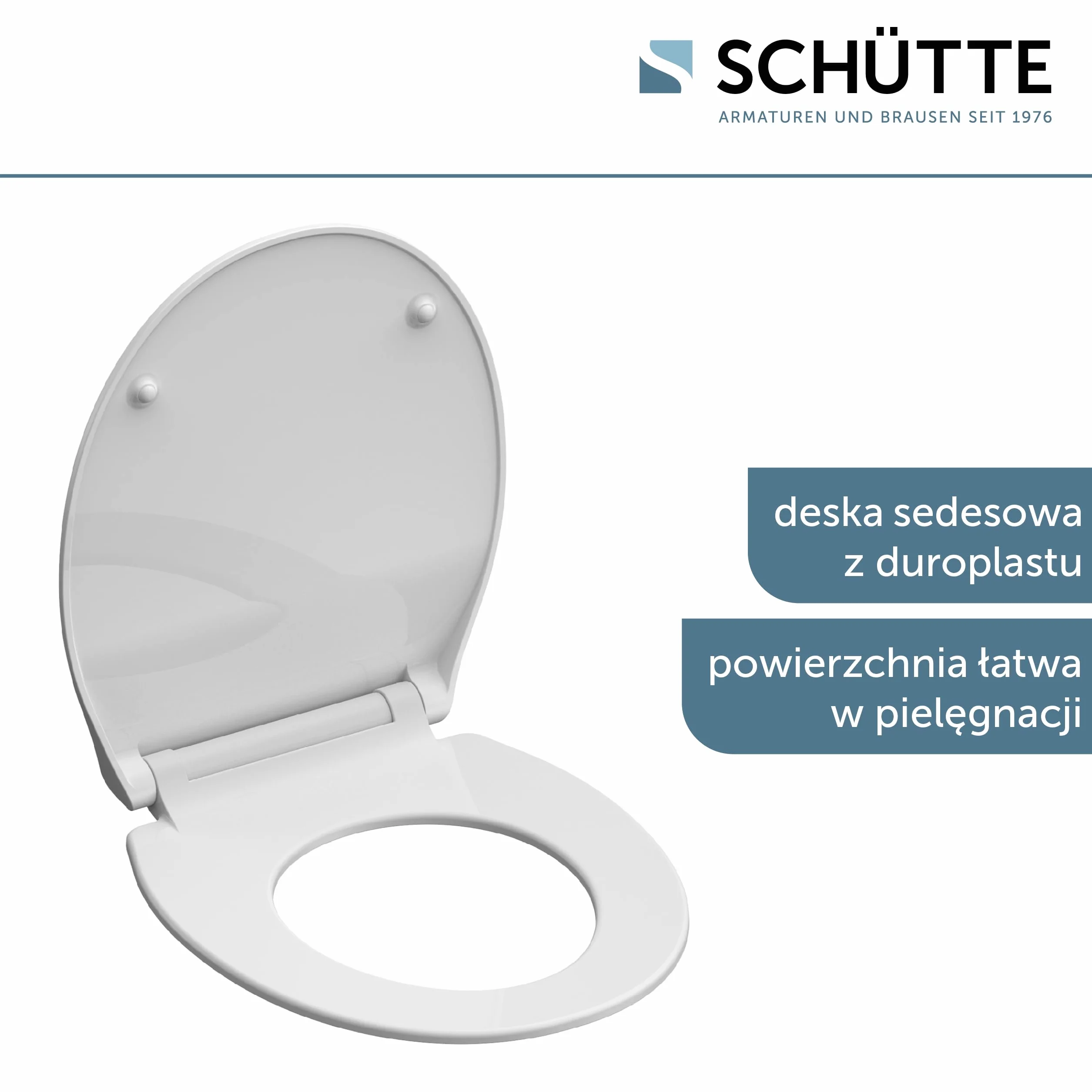 SCHÜTTE 82700 deska sedesowa Duroplast SLIM WHITE, deska sedesowa wolnoopadająca i szybkim zapięciem do łatwego czyszczenia, wyjątkowo płaski kształt, maksymalne obciążenie 150 kg, biała