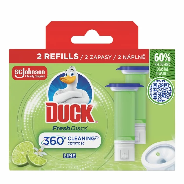 Duck® Fresh Discs® Lime - podwójny zapas do toalety o zapachu limonkowym - krążek czyszczący do WC 2 x 36ml