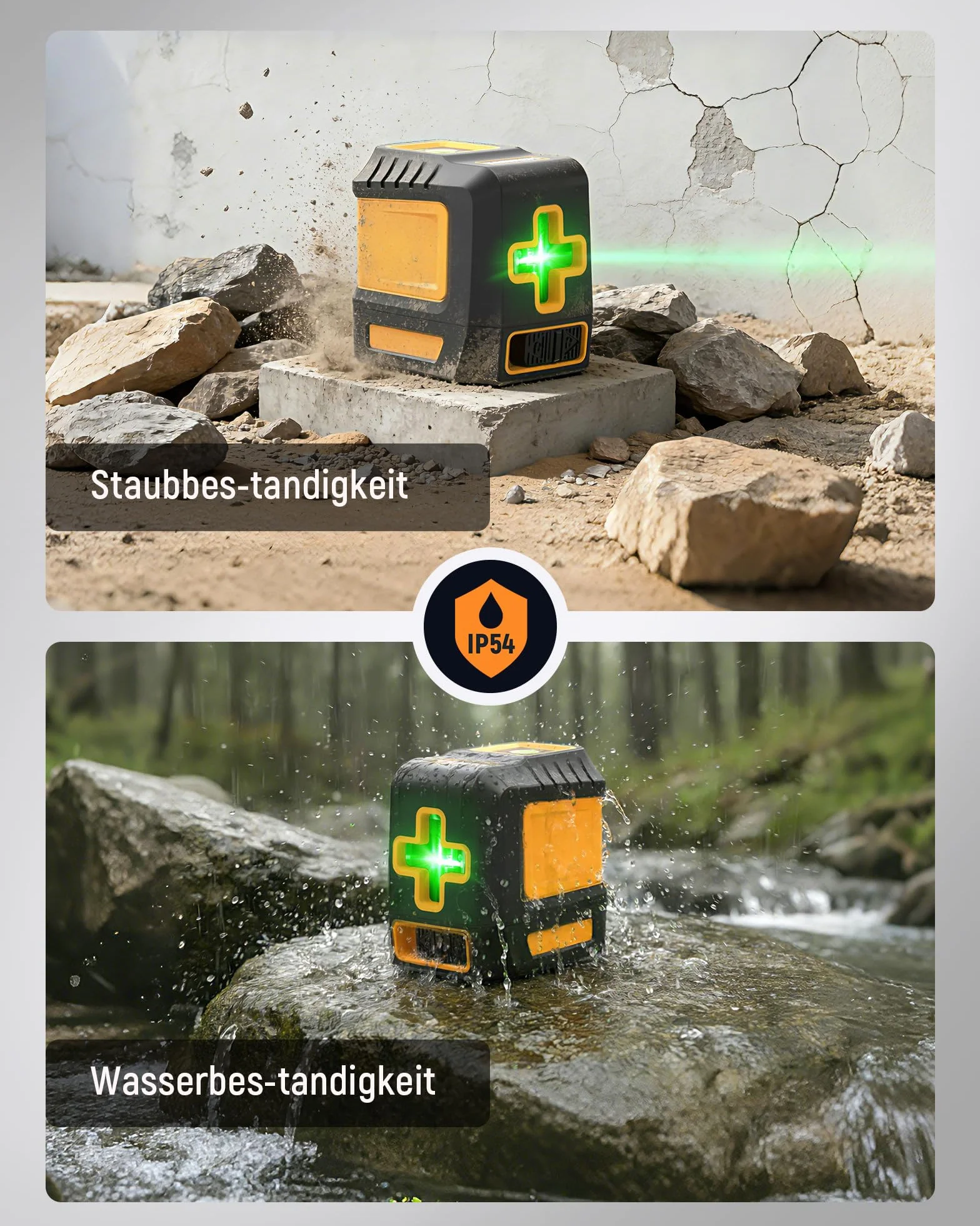 KAIWEETS T40 Green Laser Level samopoziomujący, tryb ręczny, IP54, podstawa magnetyczna, torba transportowa, 2 baterie AA