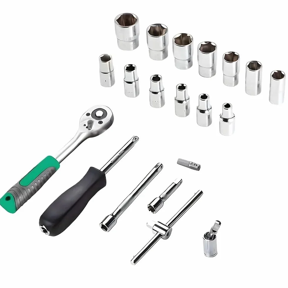 Zestaw narzędzi do domu 216-częściowy zestaw narzędzi dla mechaników 1/4" 3/8" 1/2" Zestawy kluczy nasadowych z 24-zębowymi zestawami kluczy grzechotkowych do motocykli samochodowych