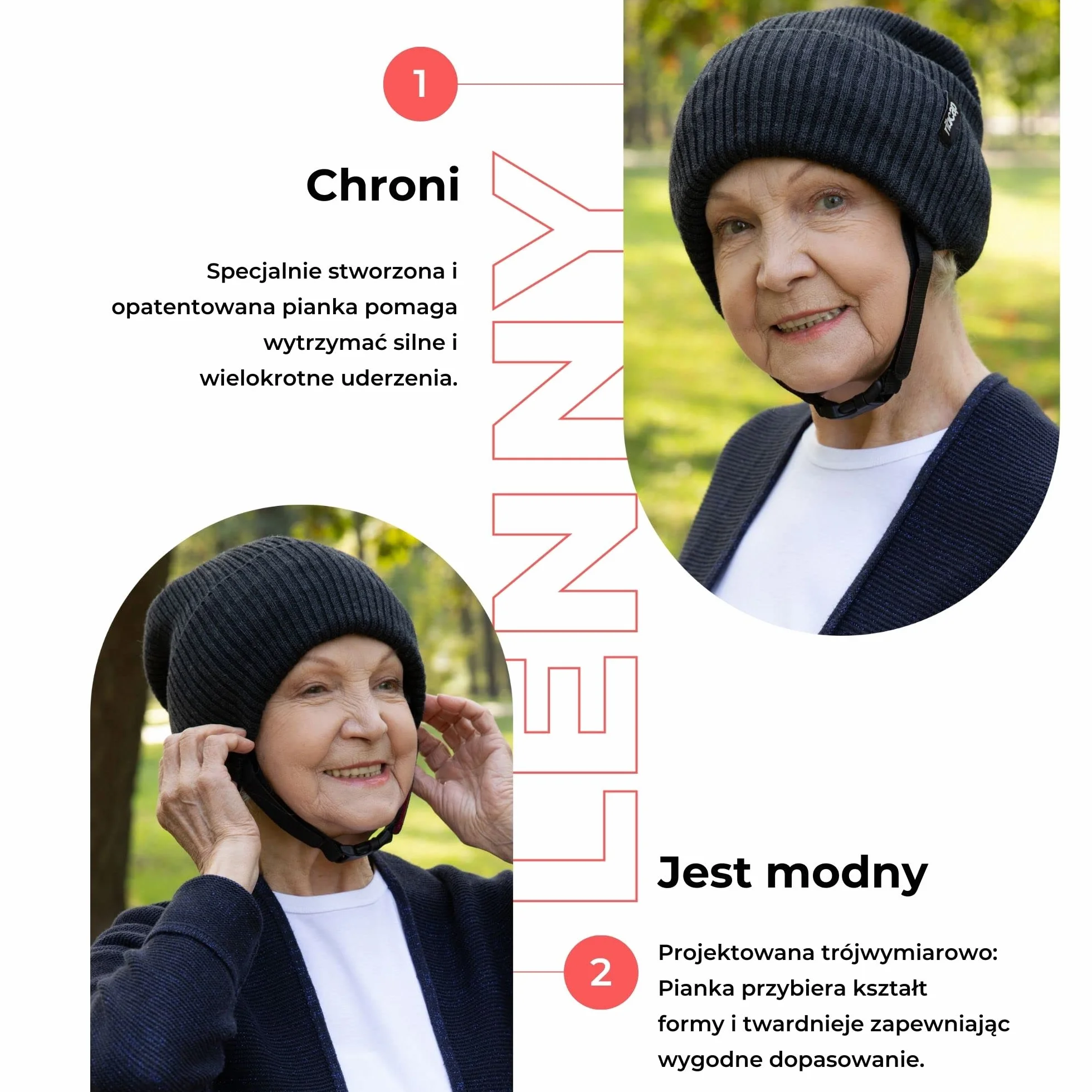 Ribcap Lenny antracyt duży, miękka ochrona głowy, Ø 59-61 cm