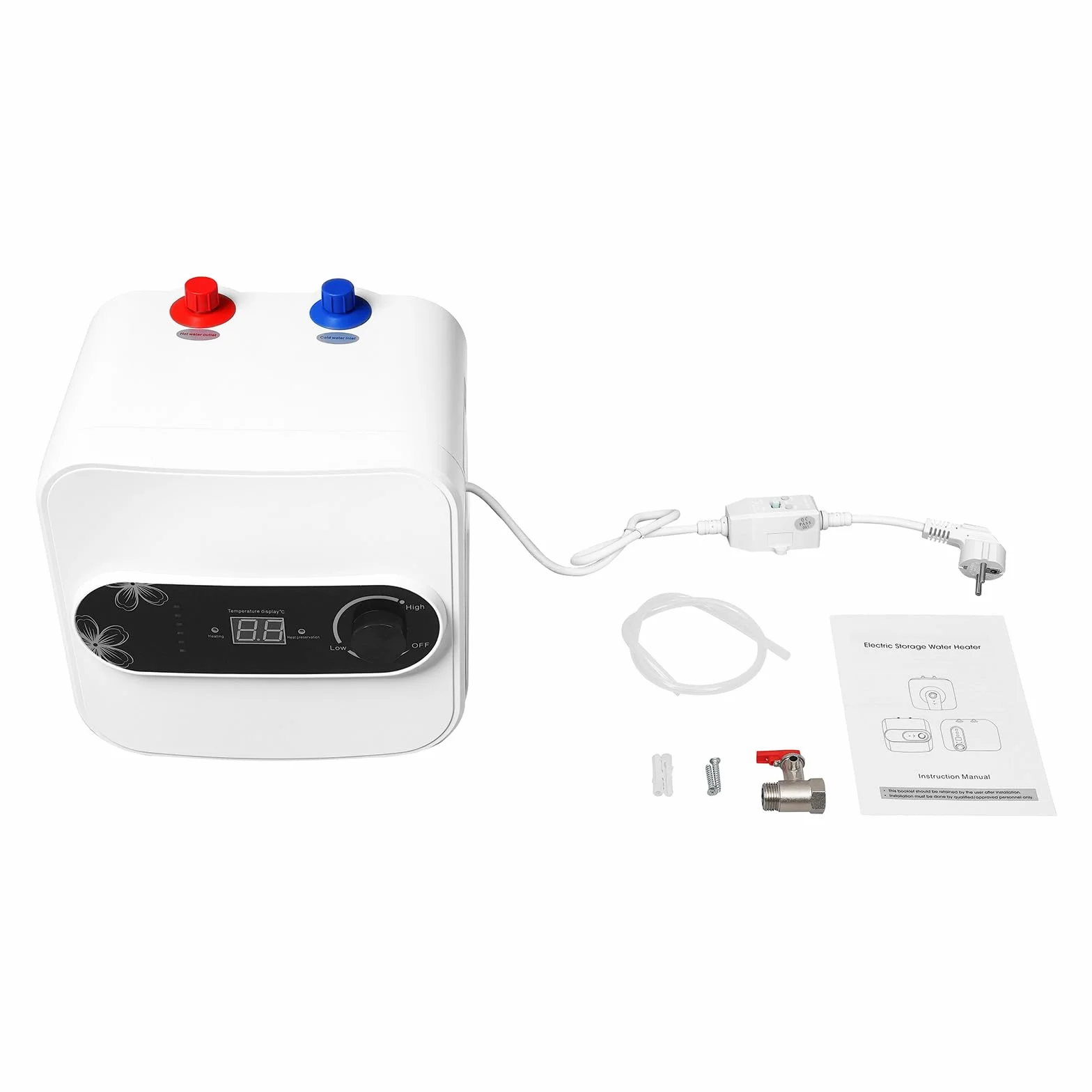 Mini podgrzewacz wody 10 l, urządzenie podszafkowe 1500 W, bojler 220 V, cyfrowy wyświetlacz LED, montaż na ścianie, wolnostojący, do kuchni, łazienki, umywalki, mały