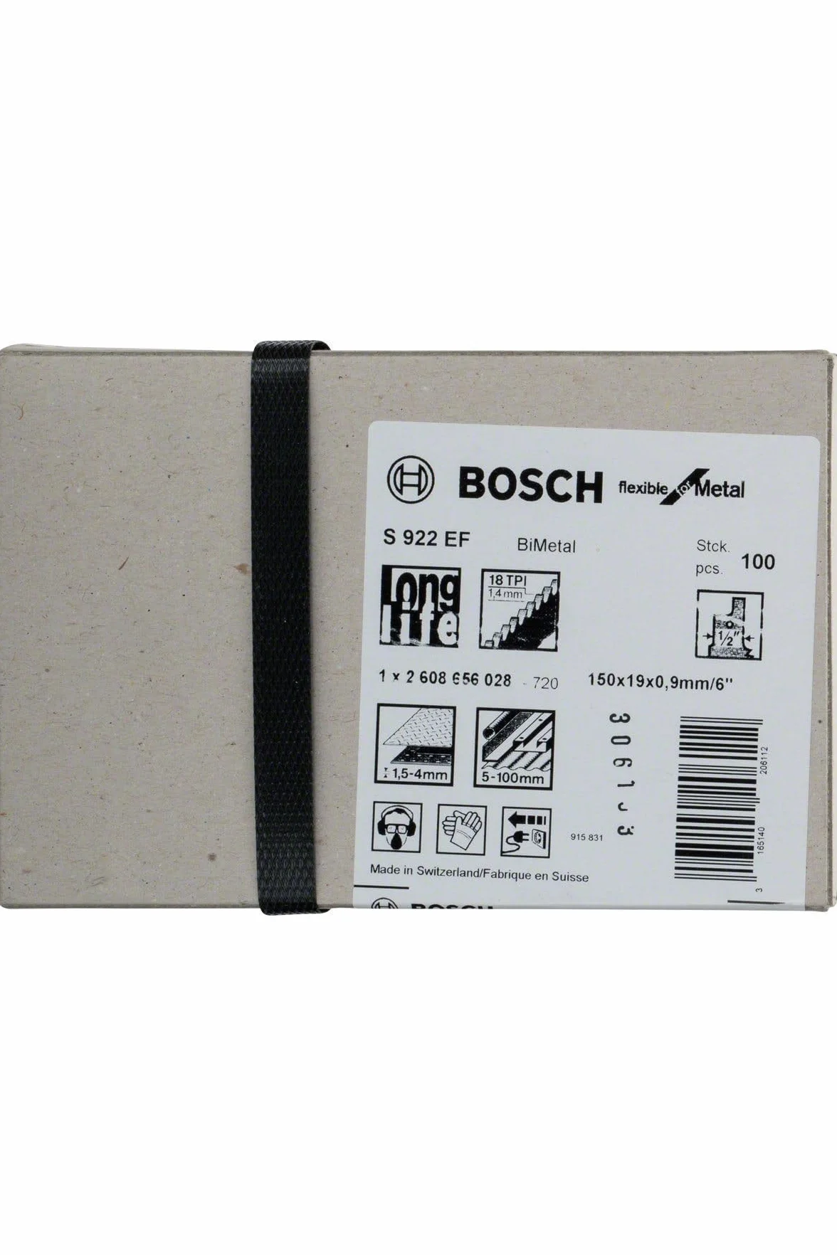 Bosch Professional 100 szt. Brzeszczot do piły szablastej S 922 EF Flexible for Metal (do standardowej blachy stalowej, akcesoria pił szablastych)