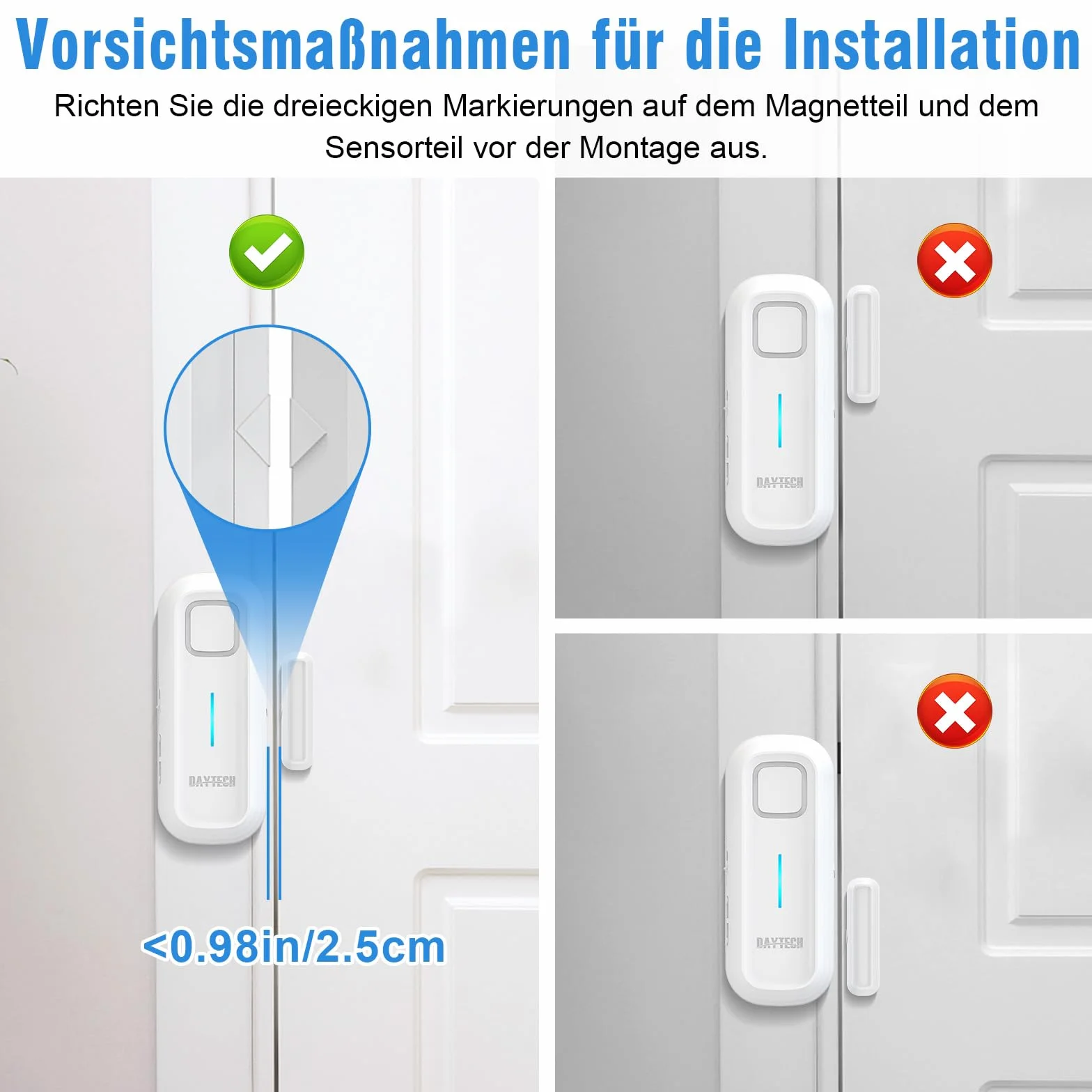 DAYTECH alarm do lodówki, alarm okienny, alarm drzwiowy i okienny, czujnik do szopy ogrodowej, 120 dB, sygnał dźwiękowy, alarm włamania do domu, czujnik opóźnionego ostrzeżenia, 1 sztuka