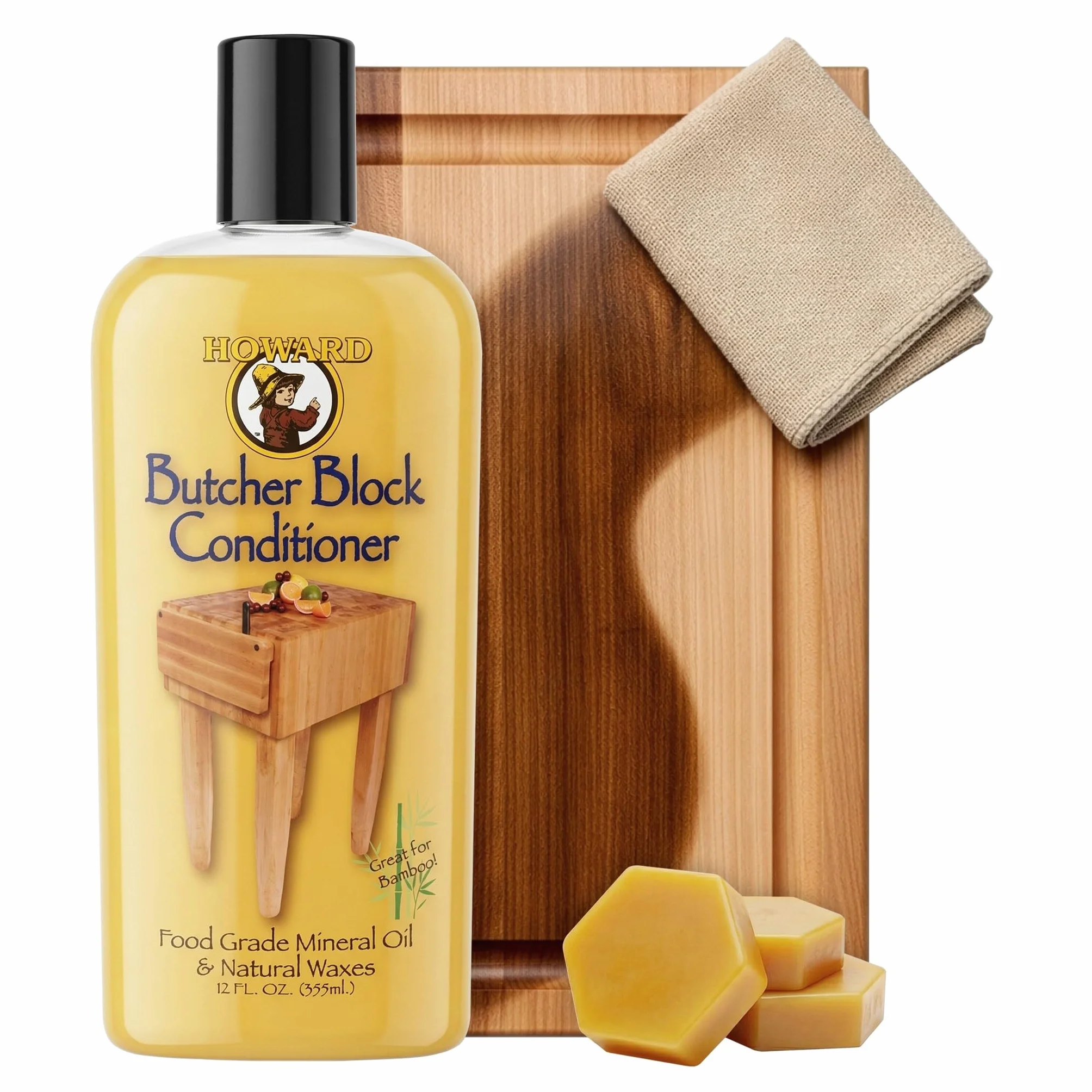 Howard Butcher Block odżywka BBC012 chroni drewniane deski do krojenia lub krojenia i powierzchnie blatów kuchennych, 355 ml