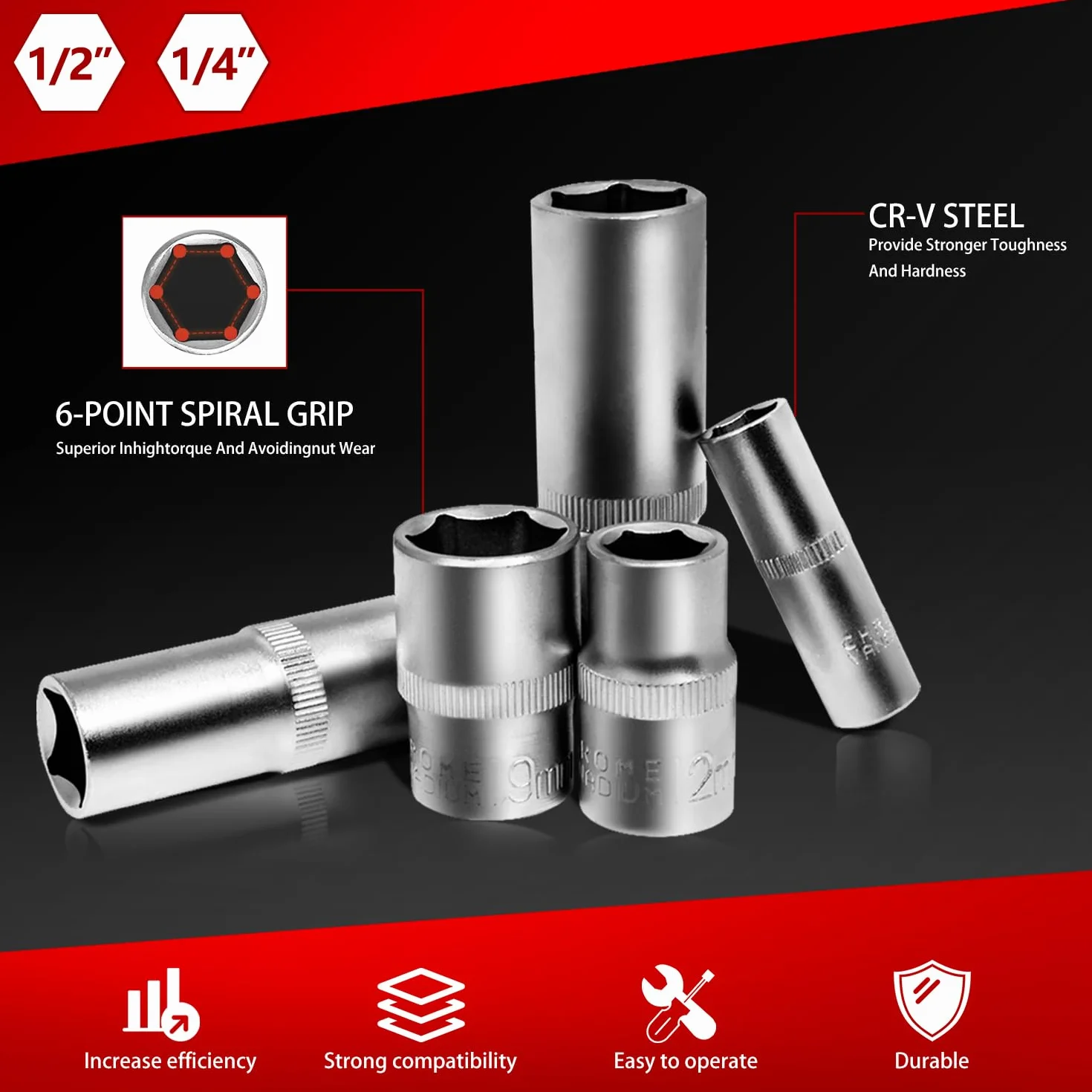 94 szt. klucz do gniazda wtykowego Standard (Sae) And Metric 1/4, 3/8 And 1/2 Drive Socket Set, Extension Bars, Sockets, Quick Release Reversible Ratchet, Fit For Diy Car Motorcycle Repair, Plastic