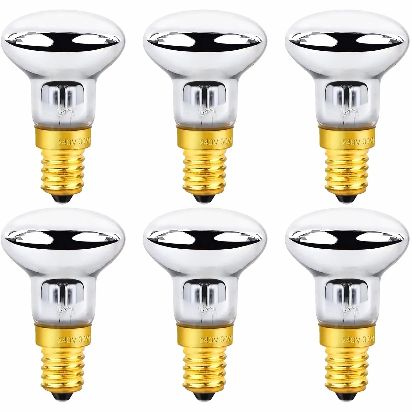 6 sztuk żarówek lawowych E14 R39 30 W, ciepła biel 2700 K, lampa lawowa, reflektor lawowy, AC 220 V-230 V, gwint E14, żarówki zamienne do lamp lawowych, lamp brokatowych, lamp rakietowych