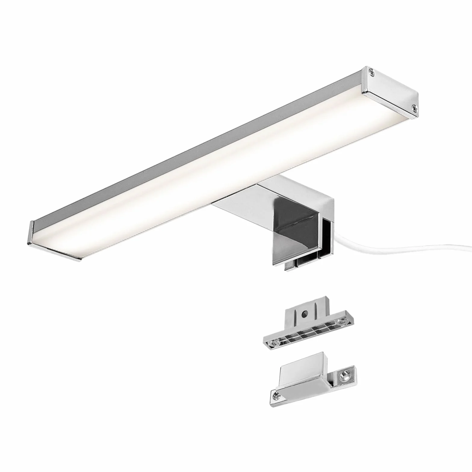 Alpinaluz Kinkiet LED do lustra łazienkowego 30 cm - 8 W 810lm - neutralne białe światło 4000K - IP44 - chromowane aluminium - do montażu na lustrze, szafie lub ścianie - nowoczesne światło przednie i