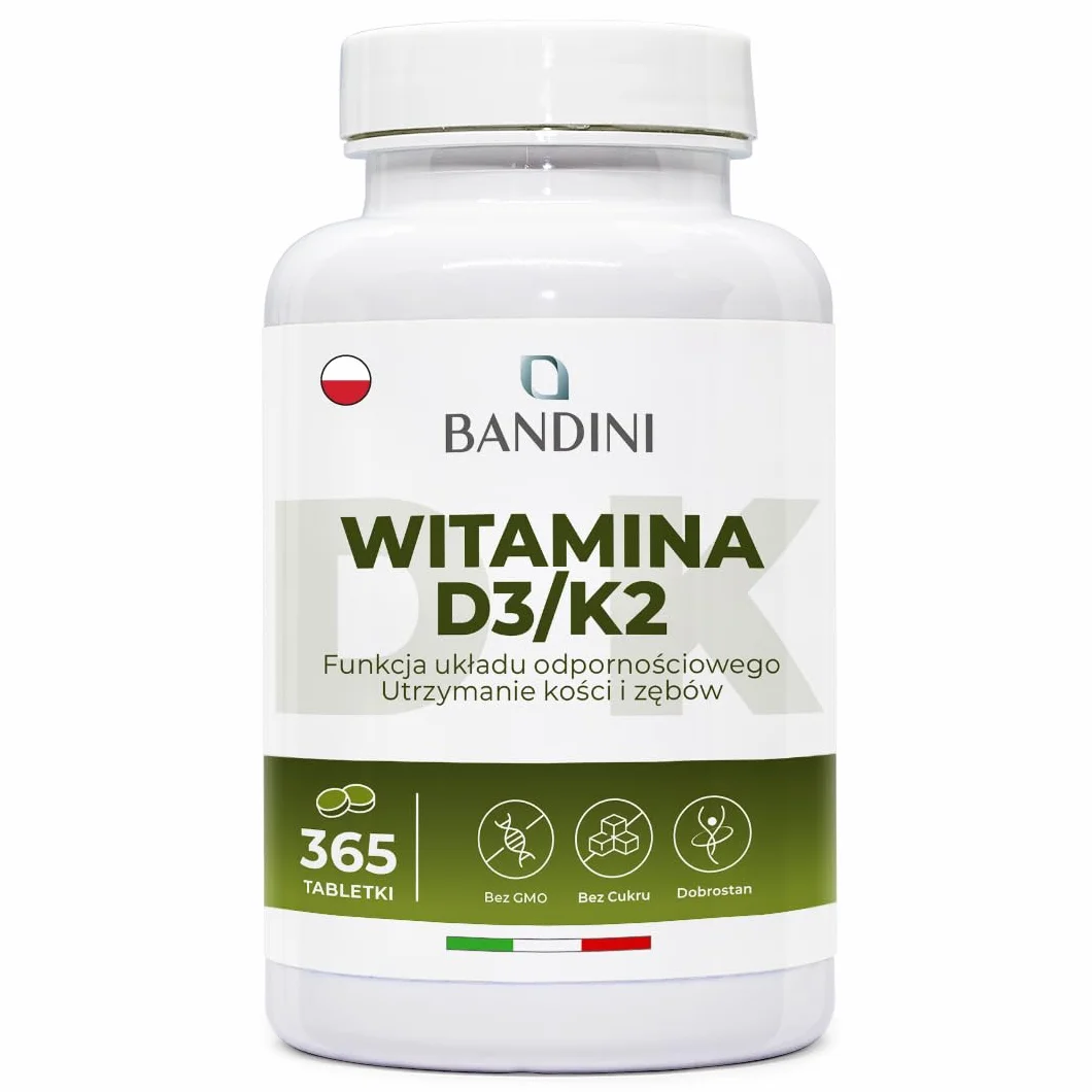 Bandini Witamina D3 K2 365 Tabletek 2000 IU MK-7 200 µg Suplement
