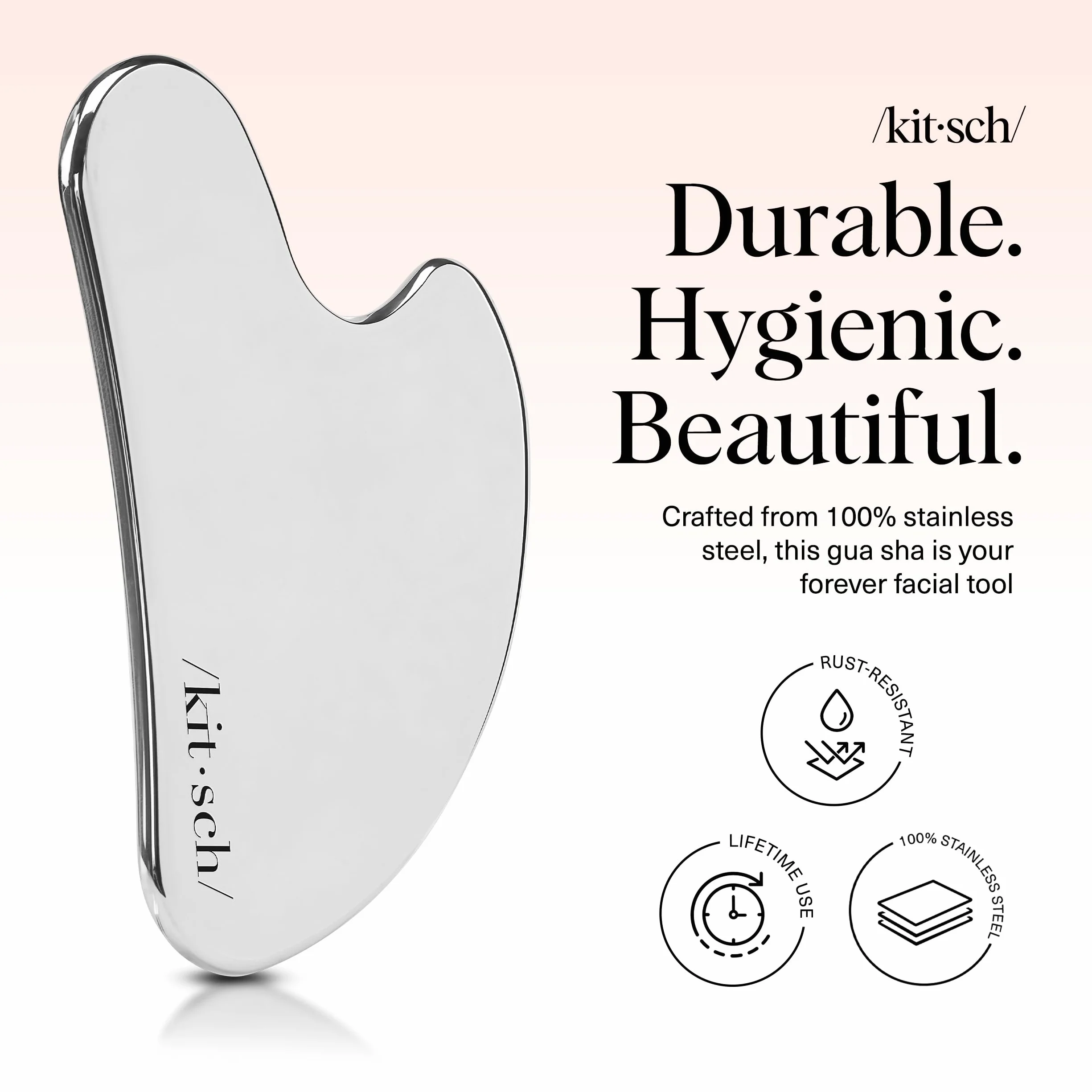 Kitsch Gua Sha narzędzie do twarzy ze stali nierdzewnej, modelowanie linii szczęki, reduktor podwójnego podbródka