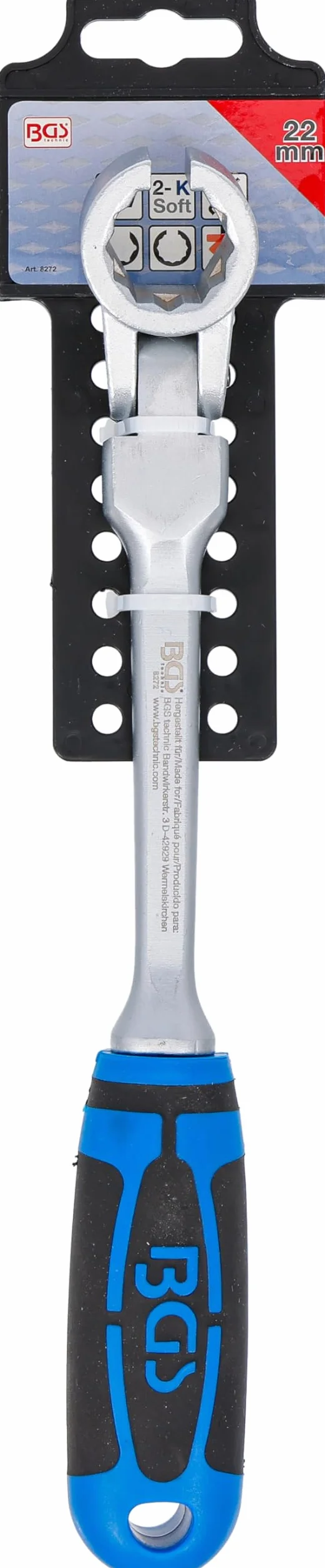 BGS 8272 | Specjalny klucz oczkowy do sond lambda, łamany, z uchwytem | 22 mm