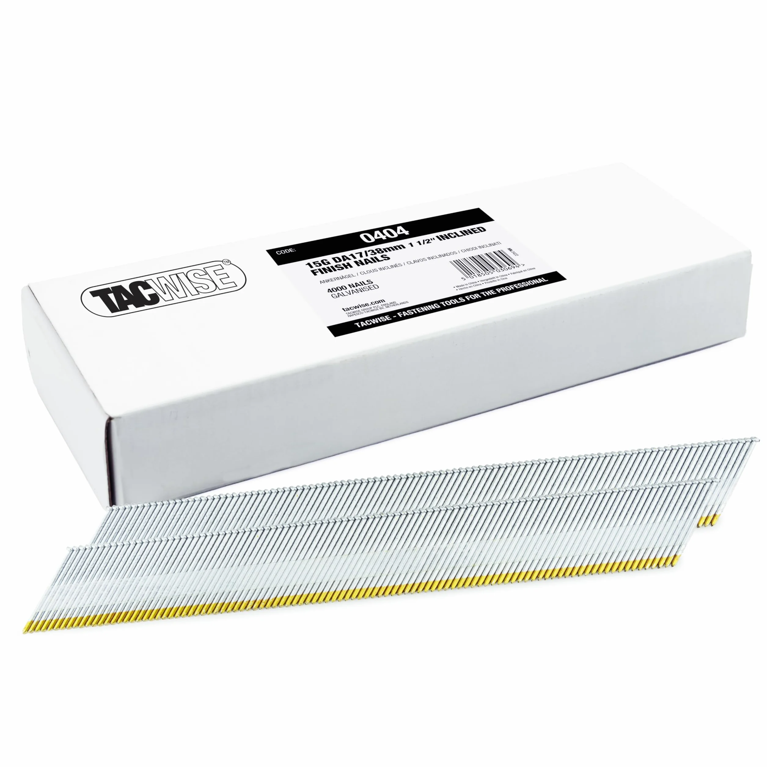 Tacwise 0404 Typ 15G/38mm gwoździe kątowe, 4000 sztuk, srebrne, 38 mm
