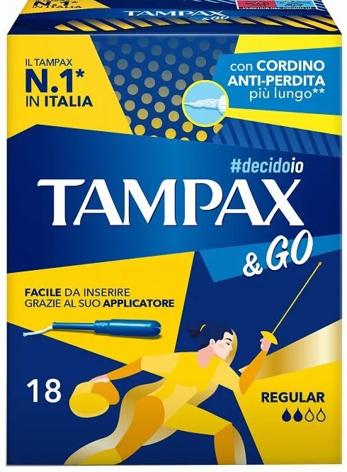 Tampax Go Regular 18 podpasek z plastikowym aplikatorem antypoślizgowym uchwytem