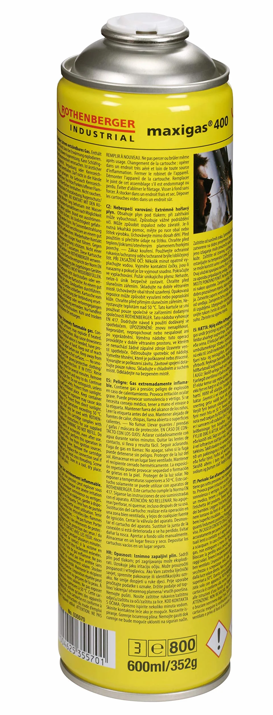 ROTHENBERGER Maxigas 400 Wkład Gazowy Paliwowy 600Ml 35570