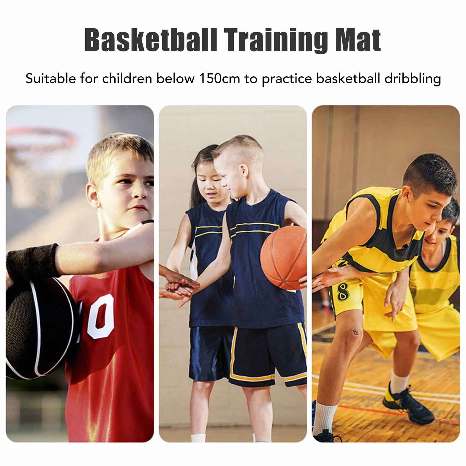 Koszykówka Footstep Mat, 2mm Składany Basketball Training Mat Dribble Cichy Sport Pomocniczy Props Gumowy System Szkolenia Koszykówki dla Dzieci Młodzieży, Czarny