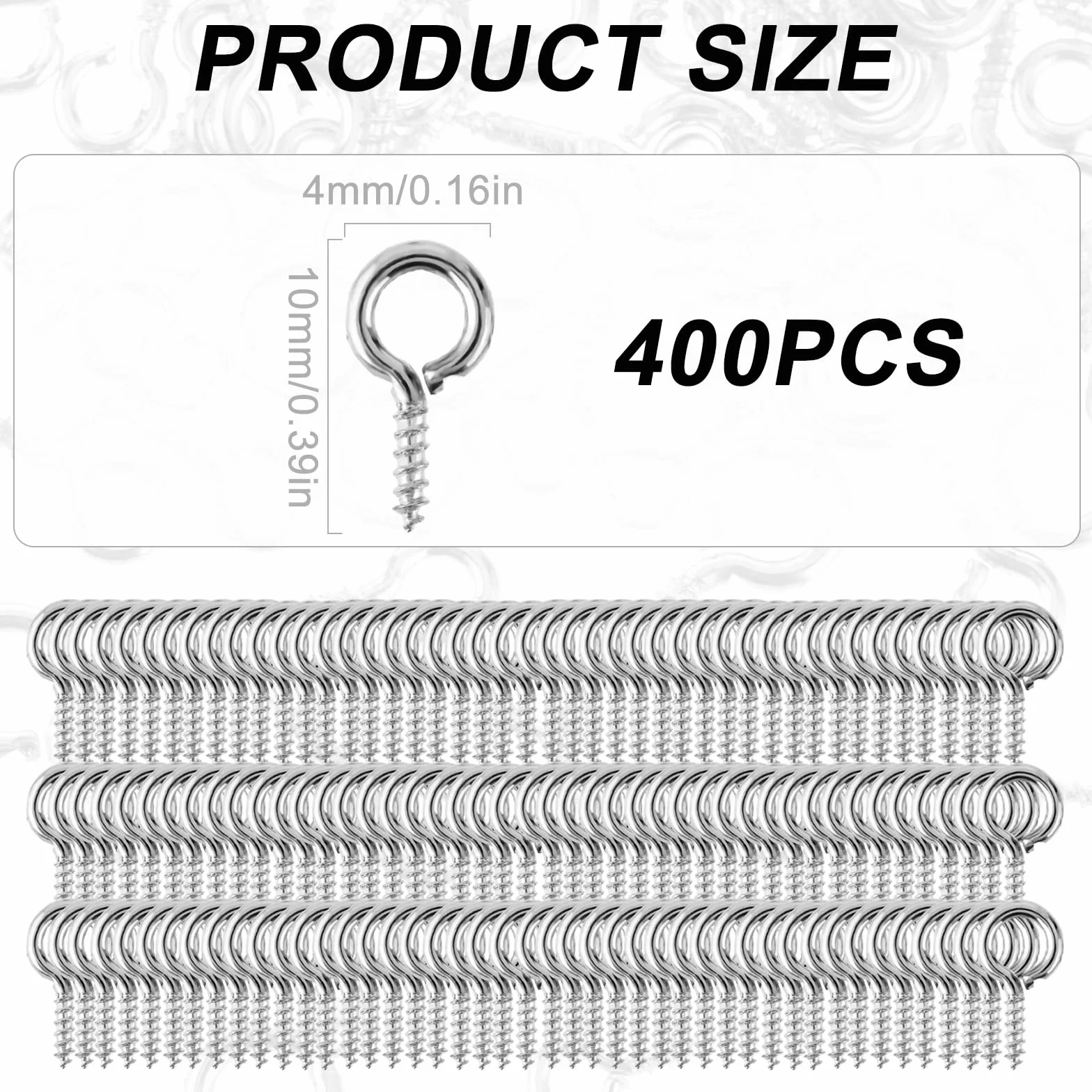 Amabro Małe oczka, mini śrubowe oczka, gwintowane metalowe oczka, oczkowe, oczkowe do produkcji biżuterii, wisiorki, koraliki, DIY, rzemiosło, 10 mm (srebrne)