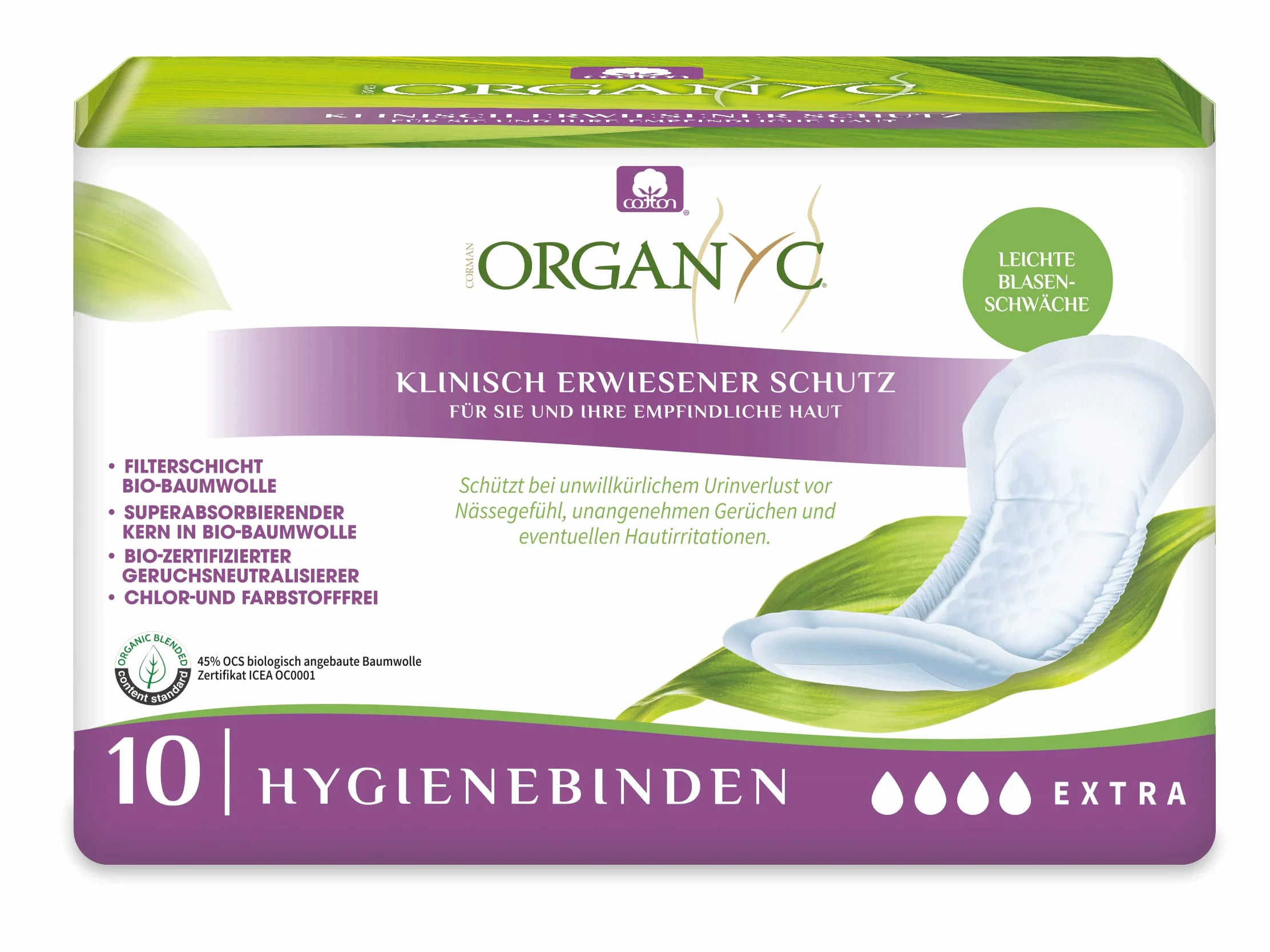 Organyc Podpaski nietrzymania moczu 100% organiczna bawełna certyfikowana Ultra cienkie 24 szt