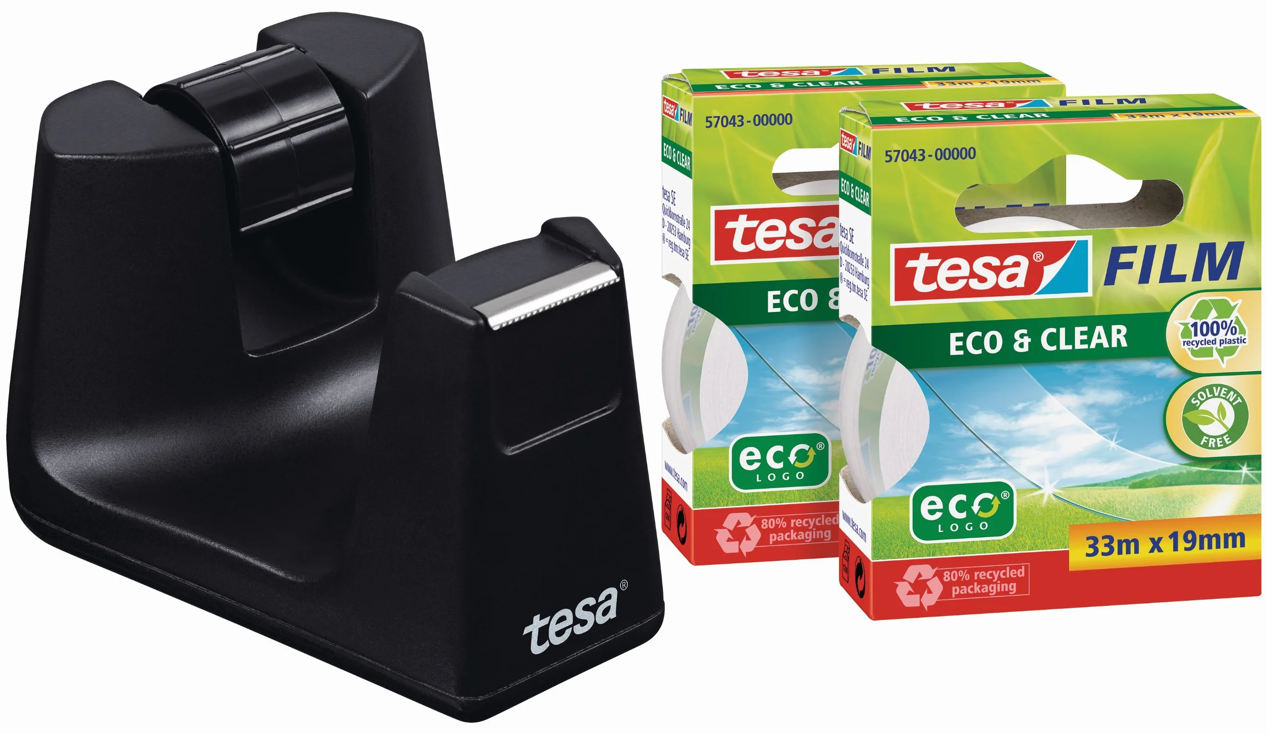 Tesa 53905 dyspenser stołowy Easy Cut Smart czarny 19 mm x 33 m wraz z 2 Ro