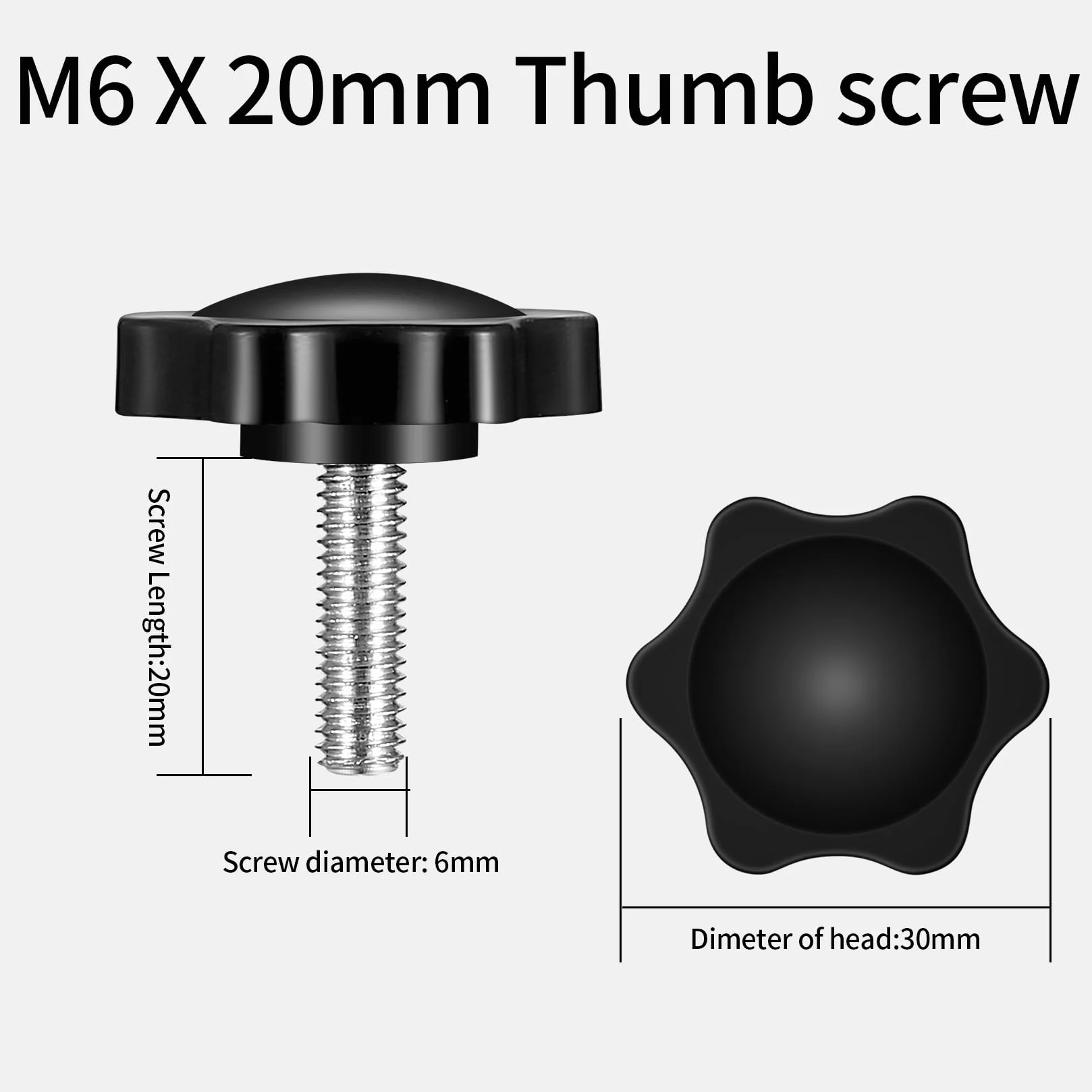 20 sztuk śruby z uchwytem gwiazdowym M6x20mm, śruby z łbem gwiazdowym, śruby dociskowe, śruby w kształcie gwiazdy, nakrętki z uchwytem gwiazdowym M6 do maszyn narzędziowych
