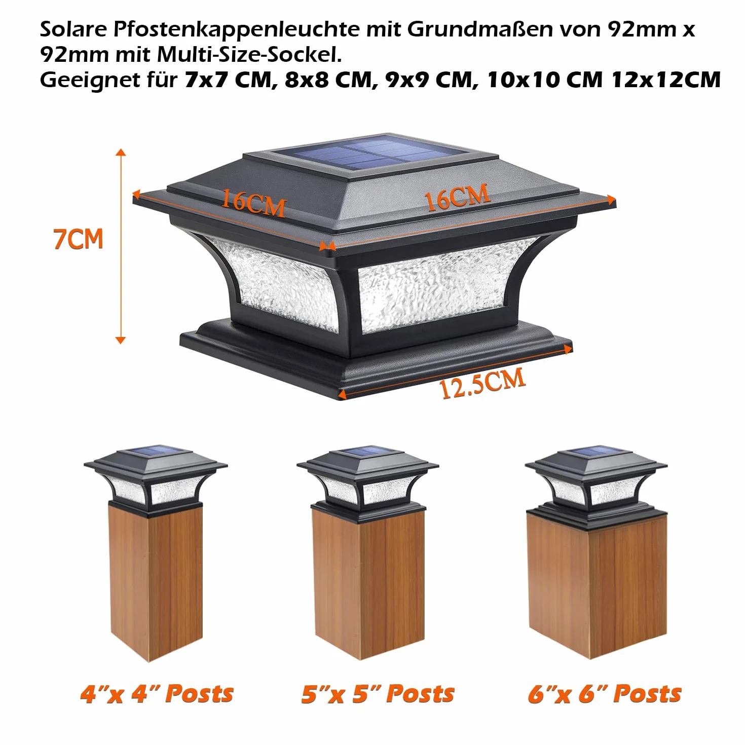 Solarne Post Światła LED Nasadki Szklane 2 Tryby Ciepła Biel/Chłodna Biel Oświetlenie Słupki Ogrodzenie Taras Dekoracja Ogrodowa Czarny 2szt
