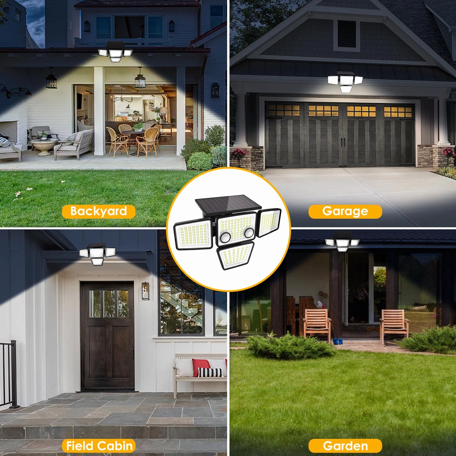 Zewnętrzna lampa solarna 1200 lm, 188 diod LED z czujnikiem ruchu, wodoodporna lampa punktowa LED kąt świecenia 270°, 3 tryby IP65 na werandę, patio, ogród, ścieżka, garaż