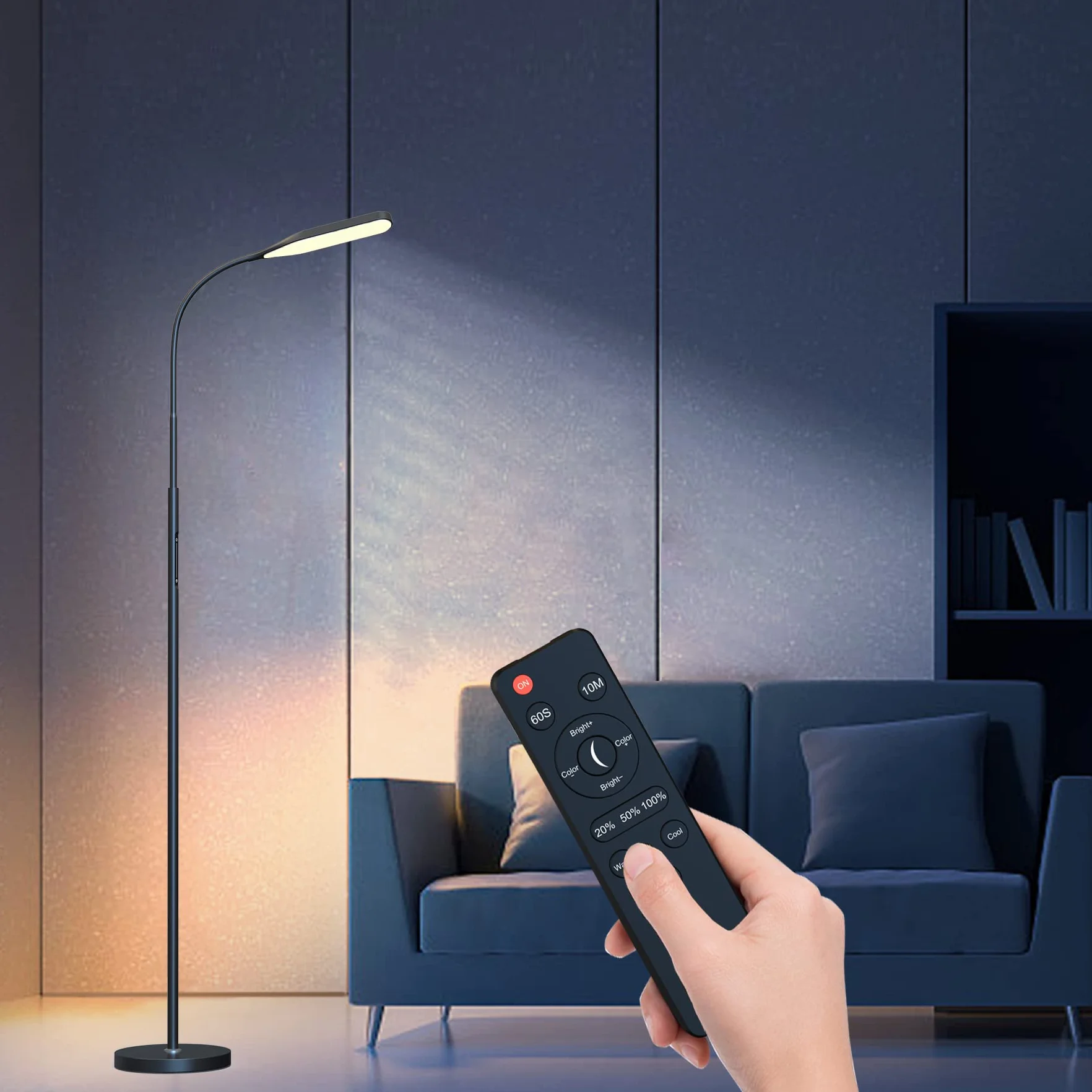 Ściemnialna lampa podłogowa LED 3w1 z klipsem