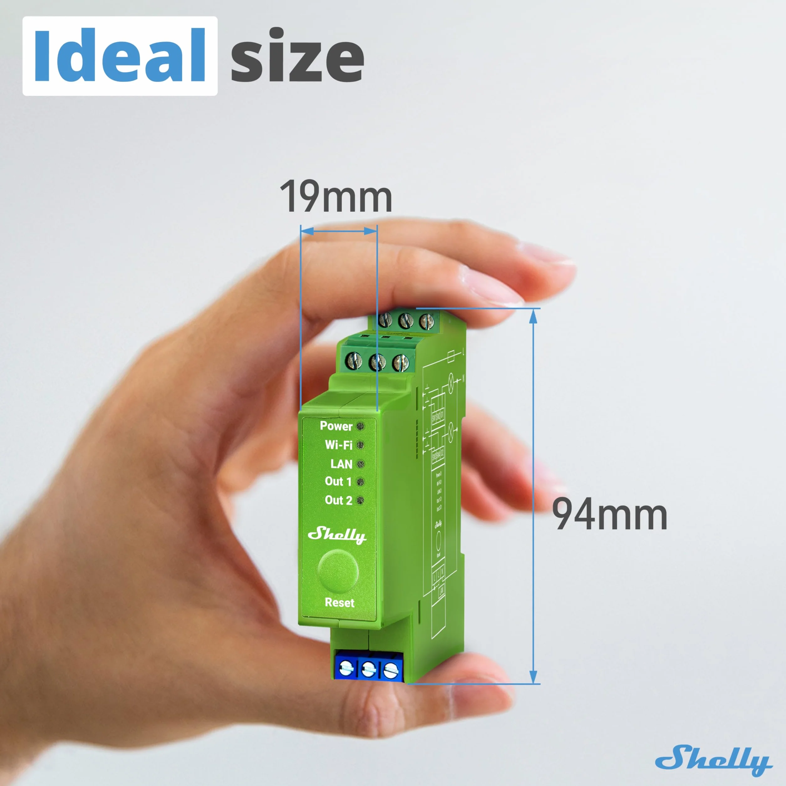 Shelly Pro Dimmer 2PM 2-Kanałowy Inteligentny Ściemniacz Wi-Fi LAN Bluetooth z Pomiarem Mocy Szyna DIN Automatyka Domowa