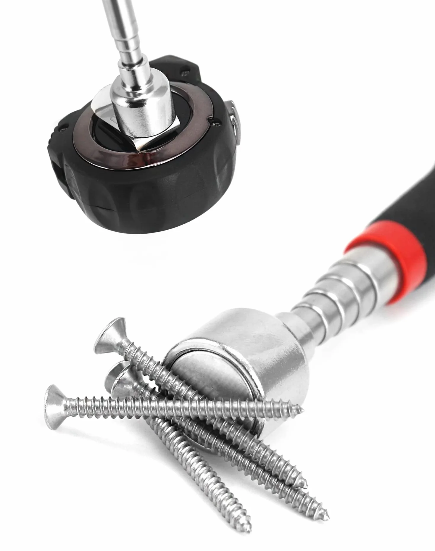 QWORK® 5 szt. Magnetyczny drążek teleskopowy, wysuwane narzędzie magnetyczne, stal nierdzewna, 1.5LB 3LB 10LB 15LB 20LB