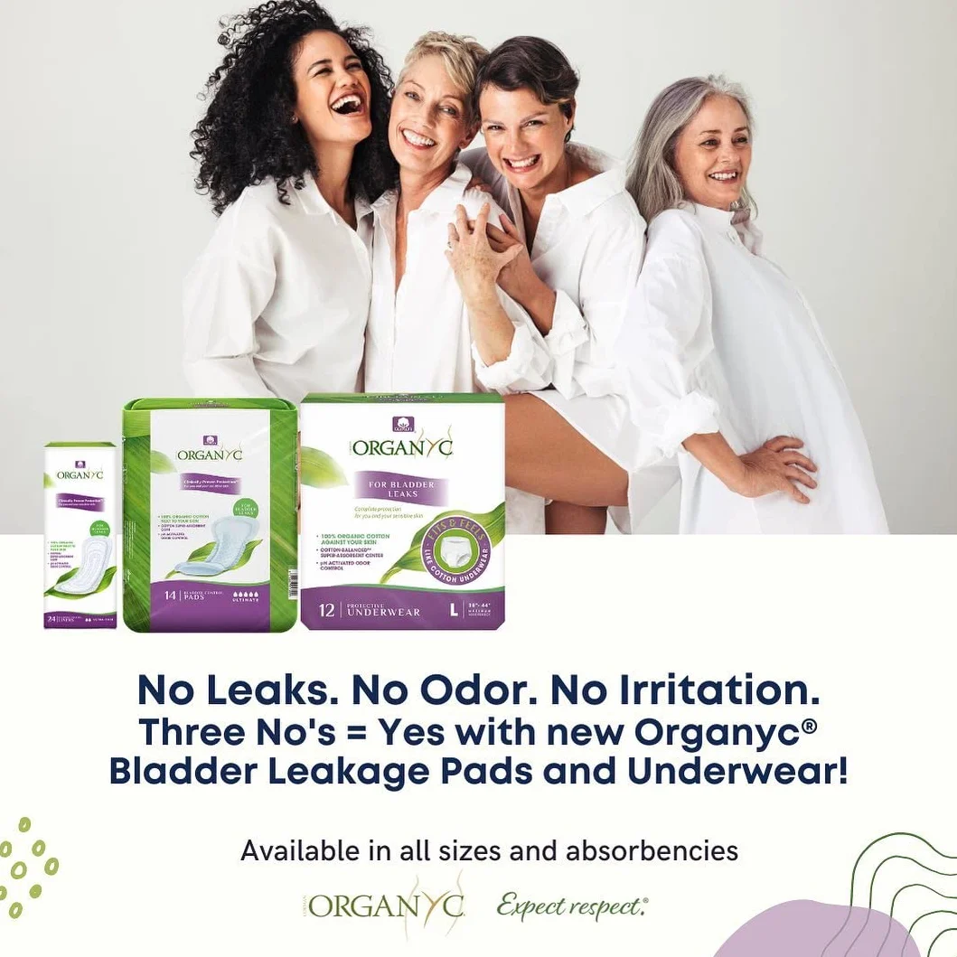 Organyc Podpaski nietrzymania moczu 100% organiczna bawełna certyfikowana Ultra cienkie 24 szt