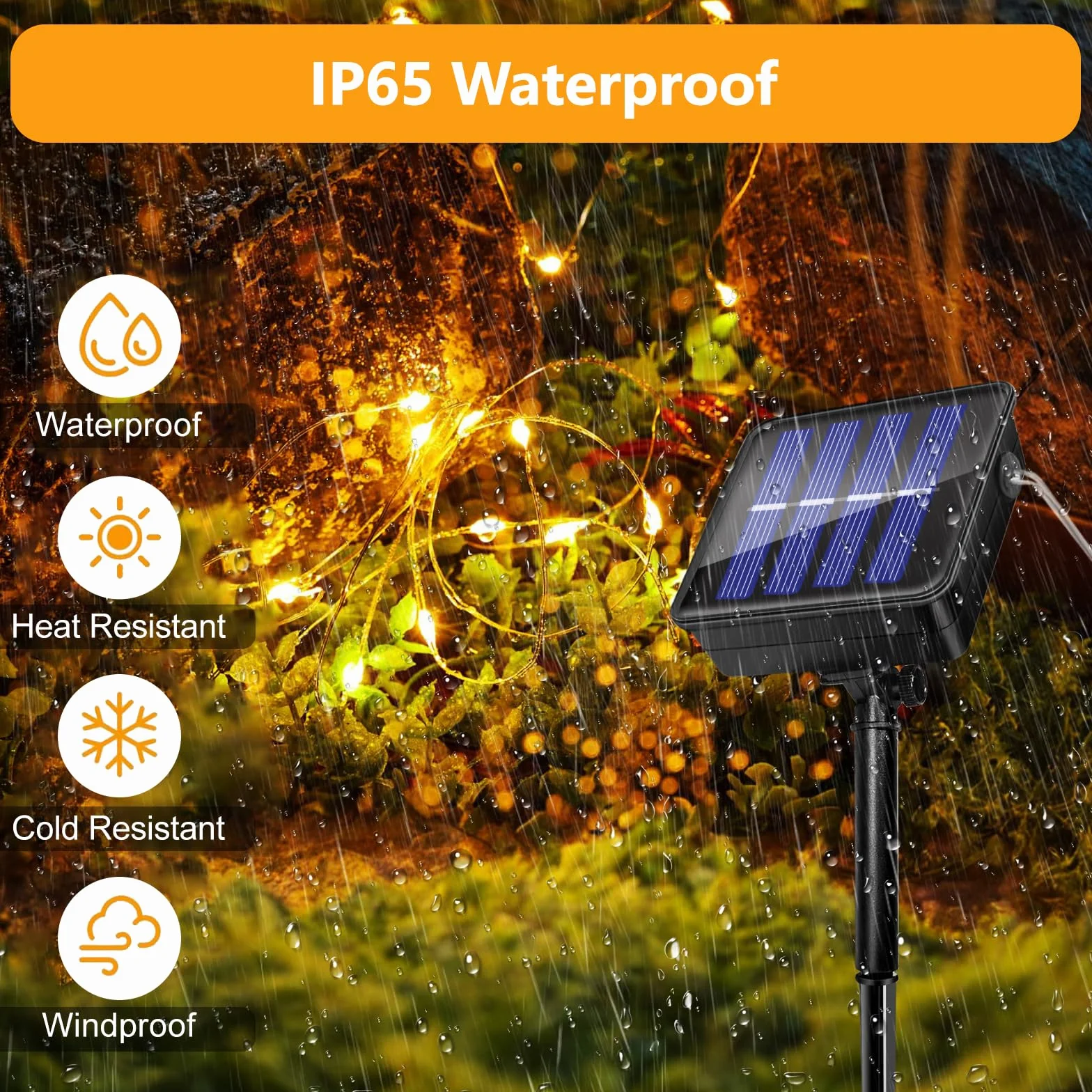 2 sztuki zewnętrznych świateł słonecznych, 12 m + 2 m 120 diod LED, zewnętrzny solarny łańcuch świetlny, 8 trybów, wodoodporny drut miedziany IP65, dekoracja do ogrodu, podwórka, patio, drzewa, Bożego