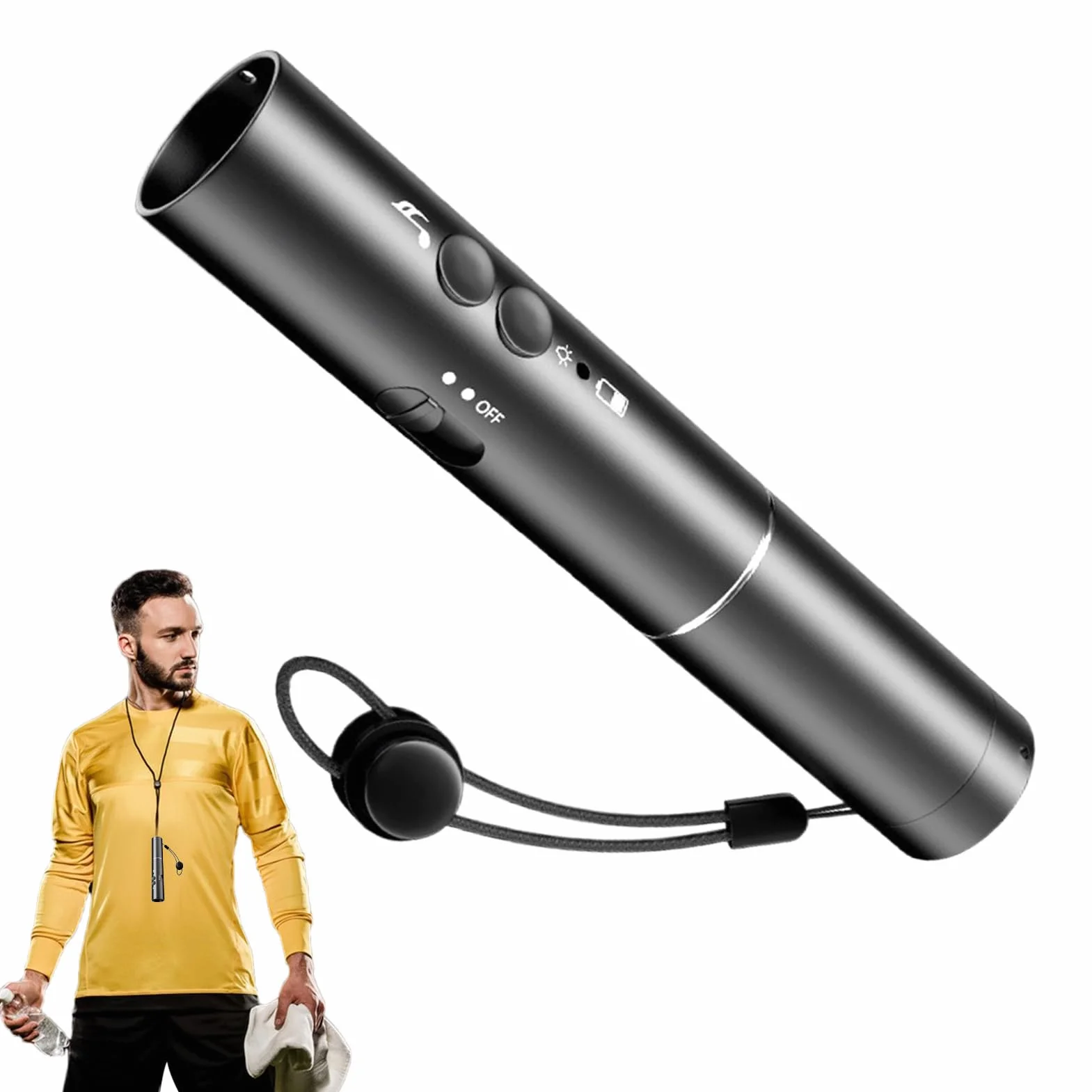 Elektroniczny Gwizdek dla Nauczycieli | Gwizdek Treningowy - 2 Sztuki Wysokiej Głośności 500 mAh Ładowanie USB Wodoodporna Latarka do Sportu Piłka Nożna Ratownik Biwak Klasa