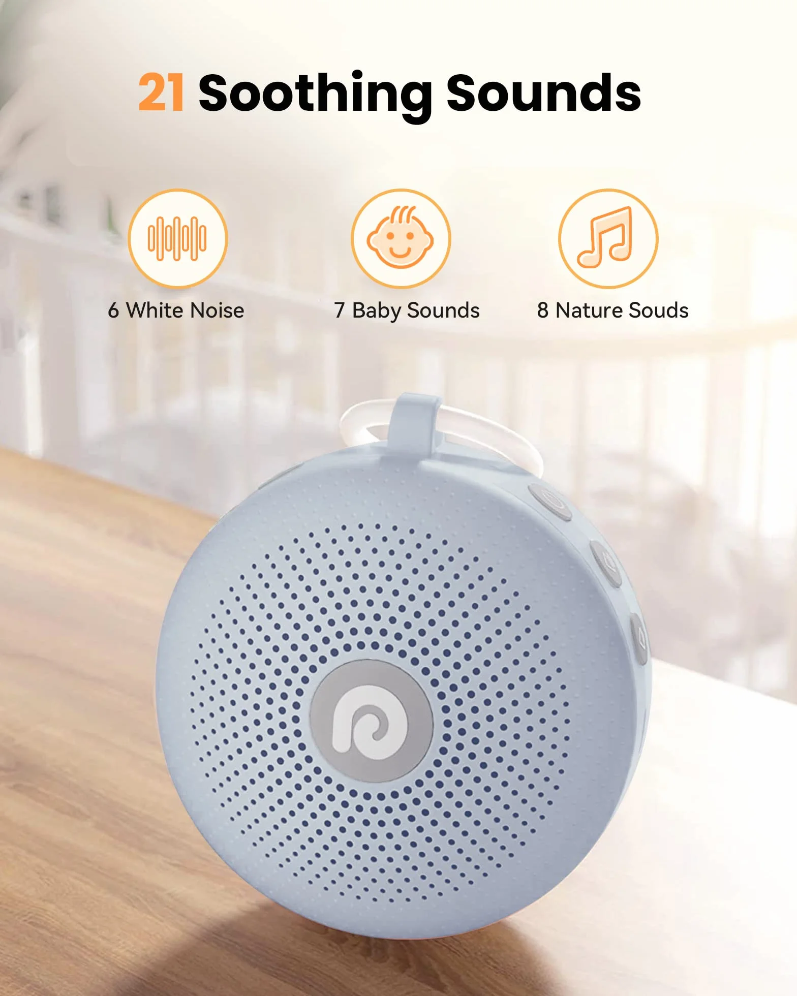 Dreamegg White Noise Machine – D11Max pomoc w zasypianiu dla dzieci i dorosłych, przenośna maszyna dźwiękowa dla niemowląt z super akumulatorem, 21 uspokajających dźwięków, maszyna dźwiękowa dla dorosłych, kolor niebieski