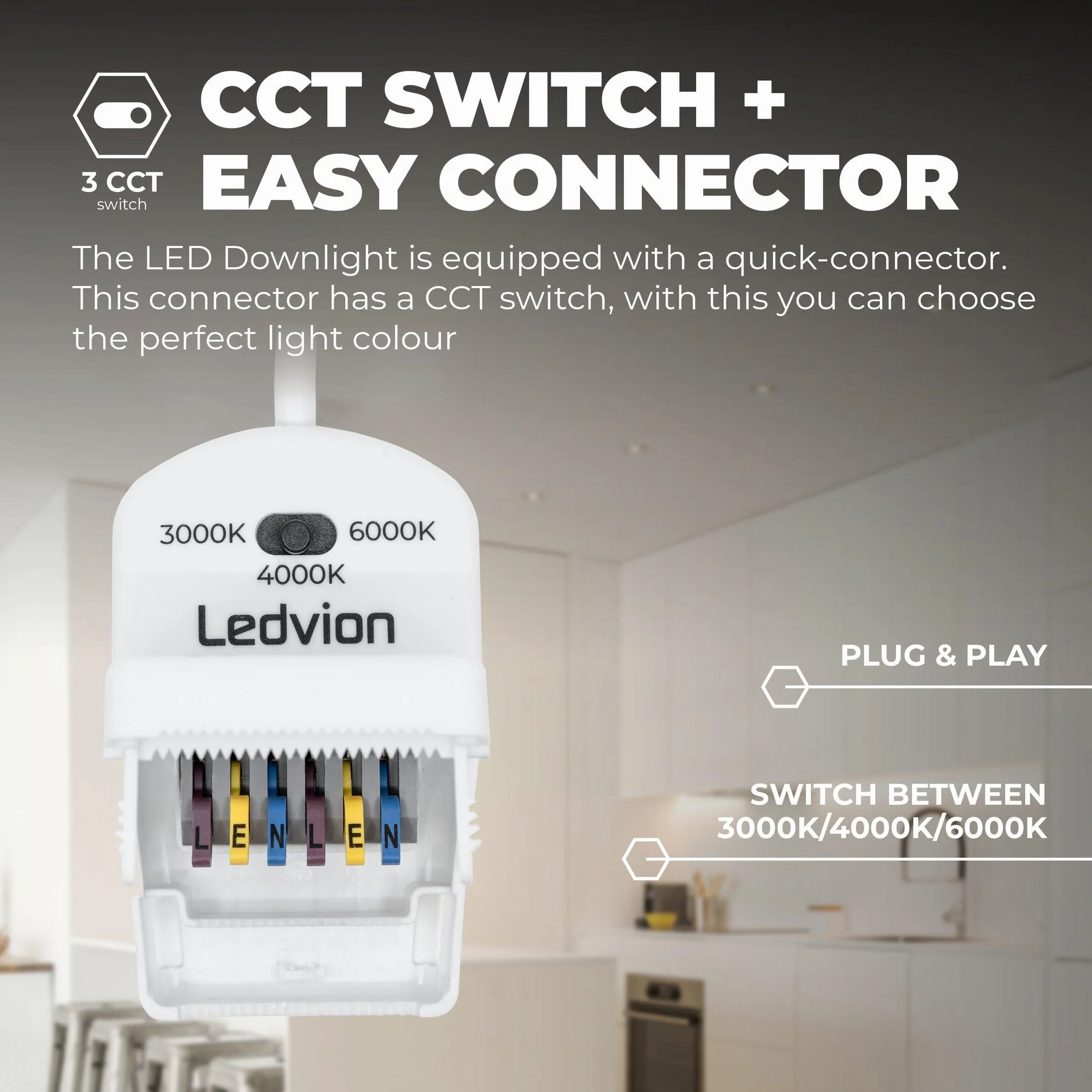 Ledvion Reflektor wpuszczany LED 7W IP65 CCT COB Ø90mm ściemnialny
