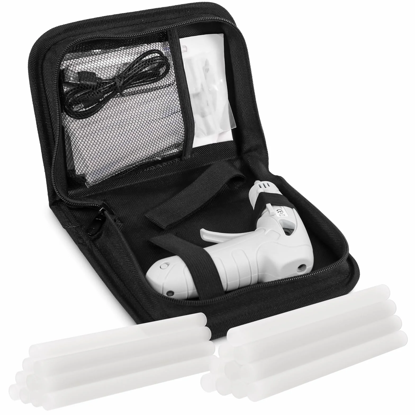 HANSILK Bezprzewodowy pistolet do klejenia na gorąco, mini pistolet do klejenia na gorąco, ładowany przez USB, 2200 mAh, czas pracy 90 minut, 20 szt. patyczków do kleju (7 x 100 mm) do ręcznie
