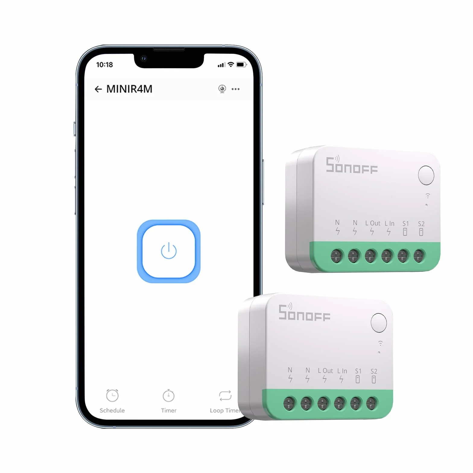 SONOFF Inteligentny przełącznik, mini moduł Wifi DIY, obsługa Alexa, Google Home, 2 pakiety, bez kabli