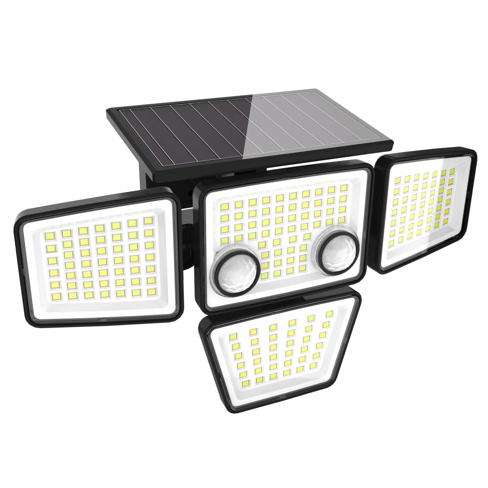 Zewnętrzna lampa solarna 1200 lm, 188 diod LED z czujnikiem ruchu, wodoodporna lampa punktowa LED kąt świecenia 270°, 3 tryby IP65 na werandę, patio, ogród, ścieżka, garaż