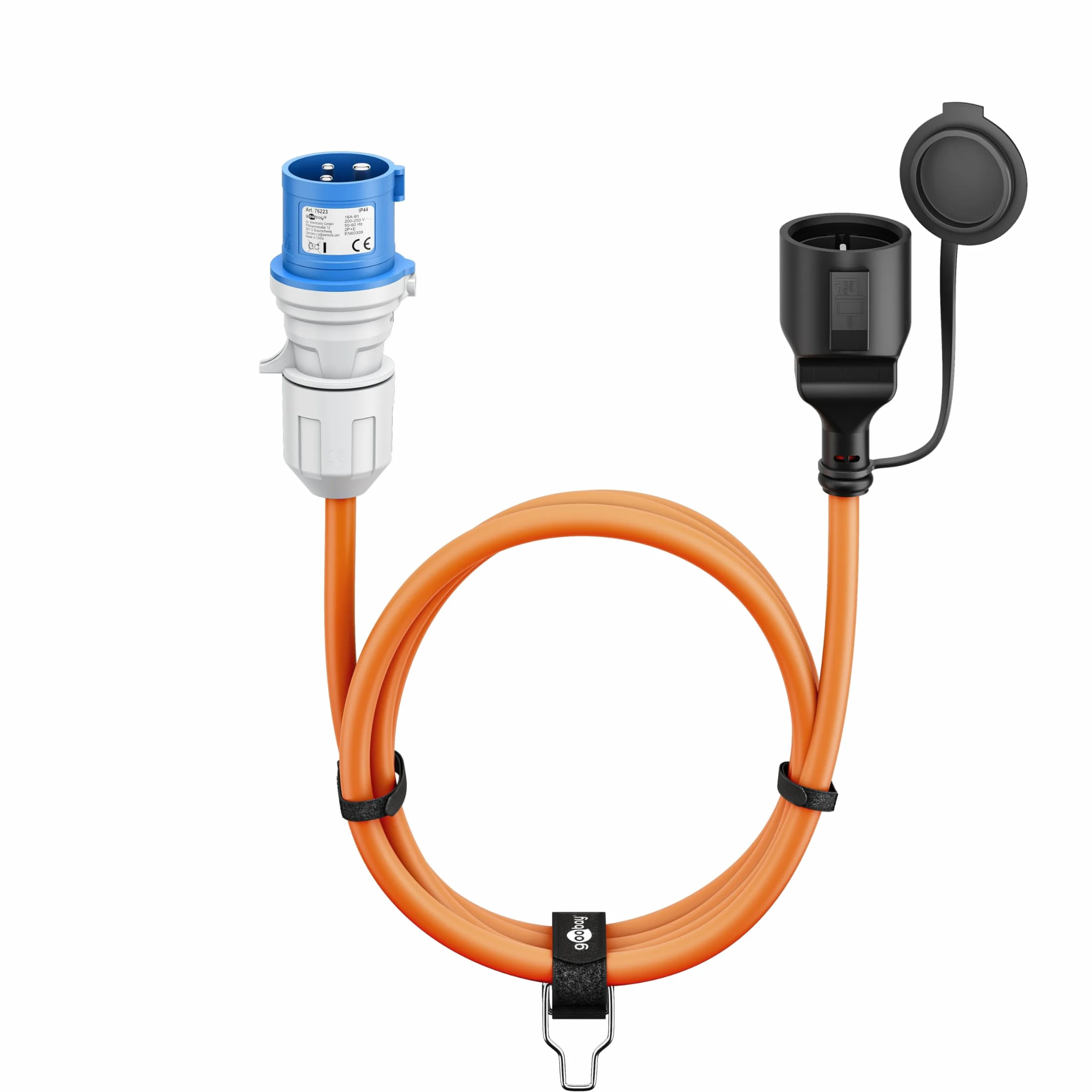 goobay Kabel adaptera CEE do przyczepy kempingowej, 5 m, wtyczka CEE do gniazdka ochronnego, do użytku na zewnątrz z IP44, 76224