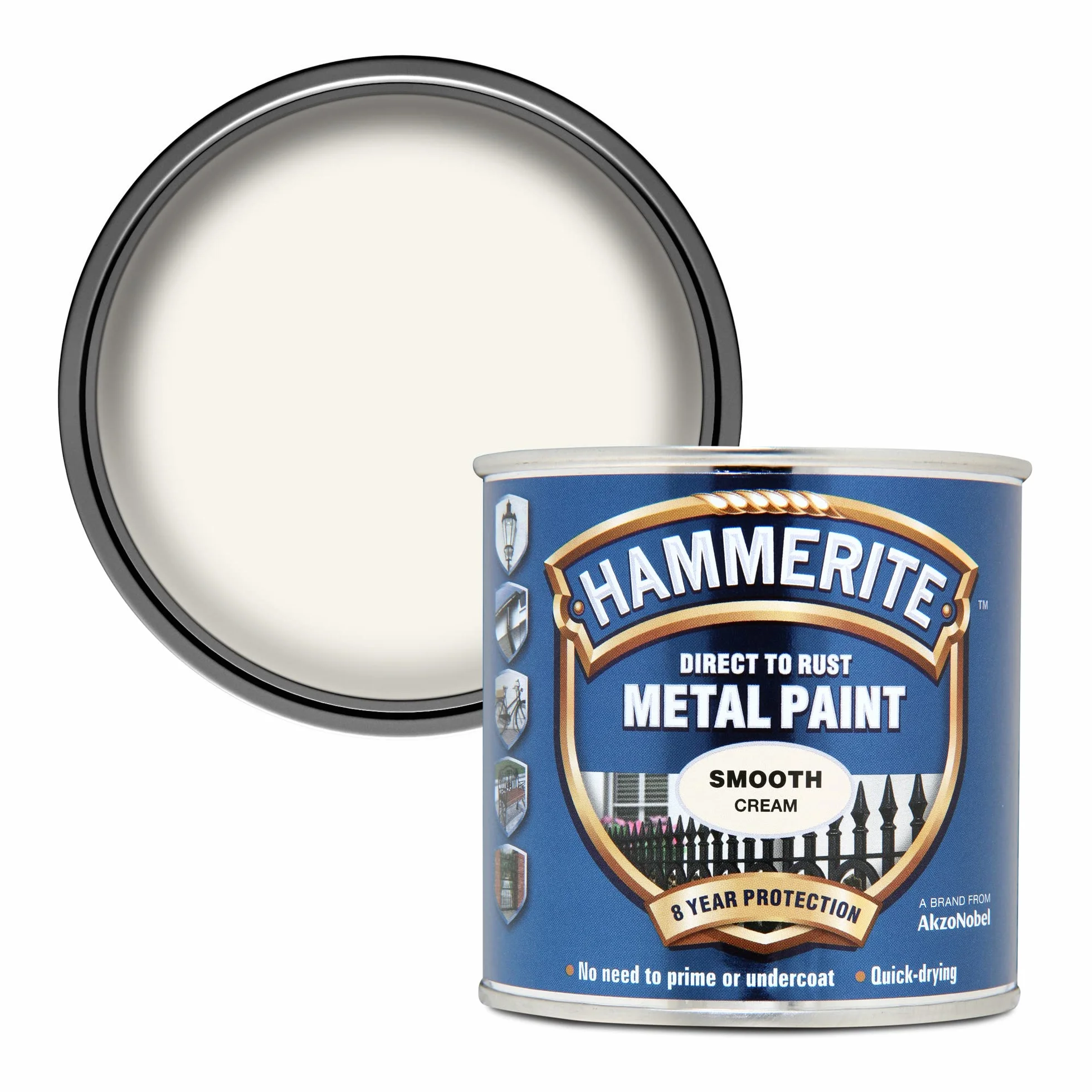 Hammerite 5122058 farba do metalu bezpośrednio na rdzę - gładkie wykończenie kremowe 250 ml