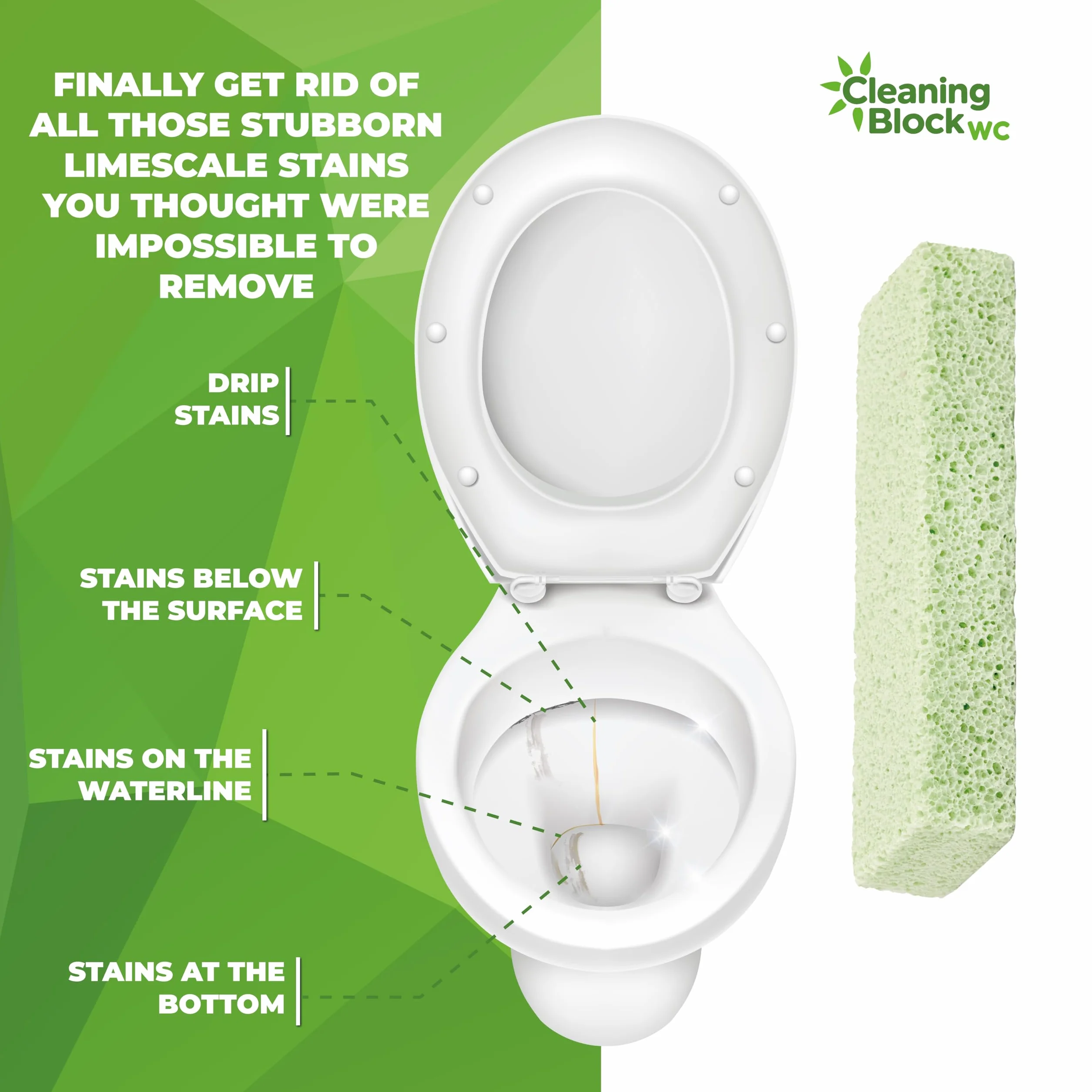 Cleaning Block WC - Skuteczne Pałeczki do Usuwania Kamienia i Żółtych Plam - Czyści WC, Umywalki, Prysznice i Wanny, Usuwa Trudne Zabrudzenia - Pack 4 Sztuki