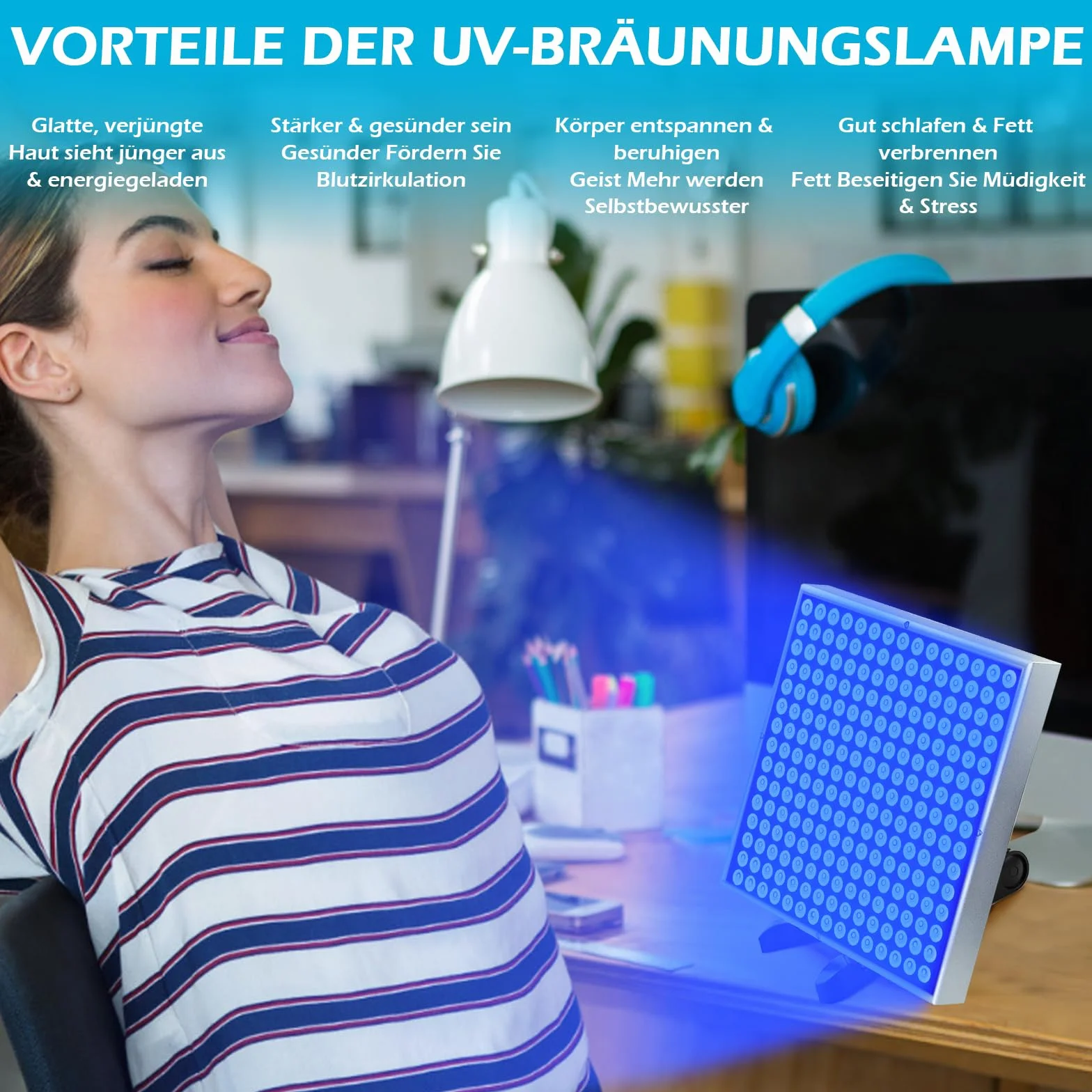 Solarium domowe z 225 diodami LED składany regulowany stojak do twarzy i ciała