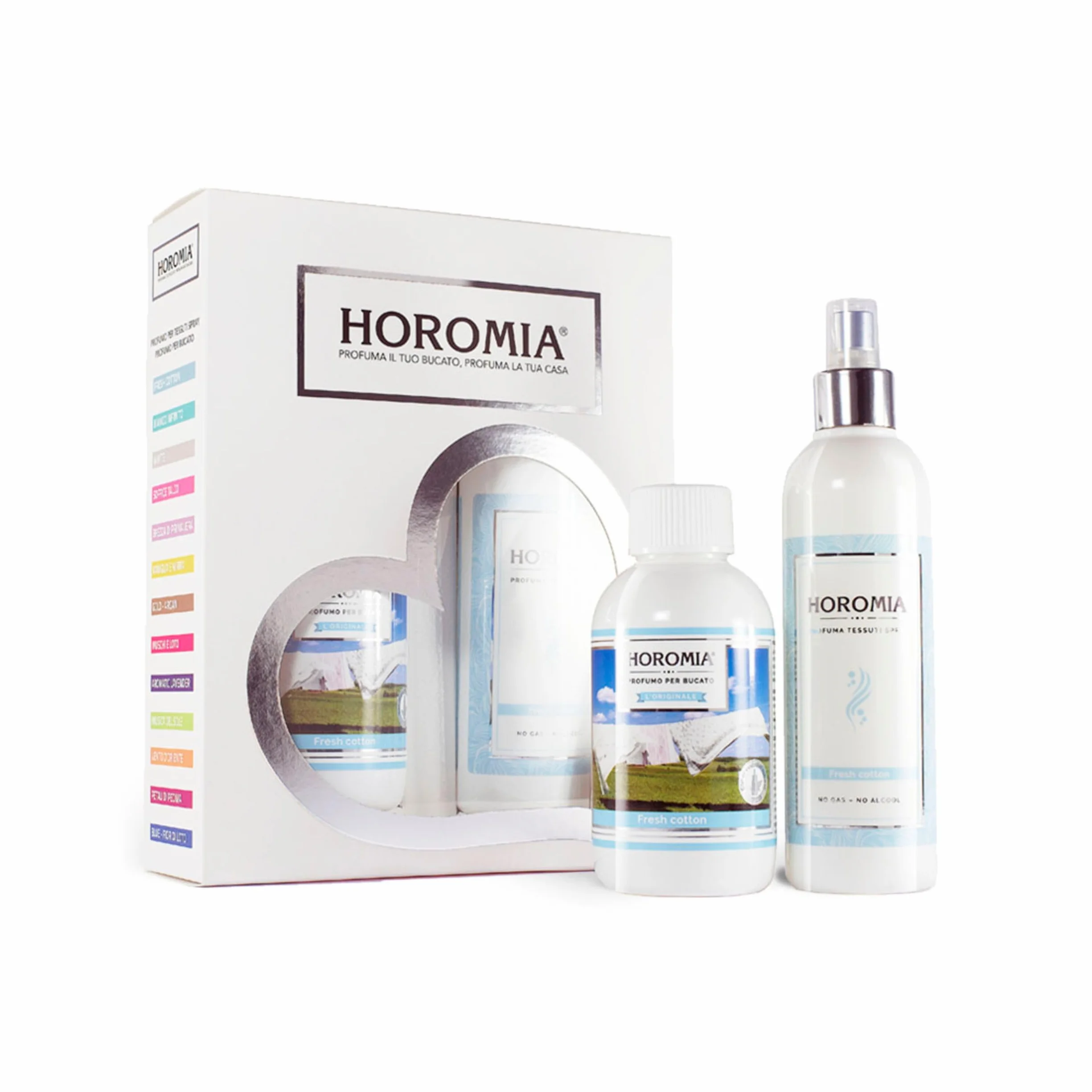 HOROMIA Horotwins Perfumy Pranie 250 ml i Deo Spray Fabric 250 ml - Pudełko na prezent Fresh Cotton