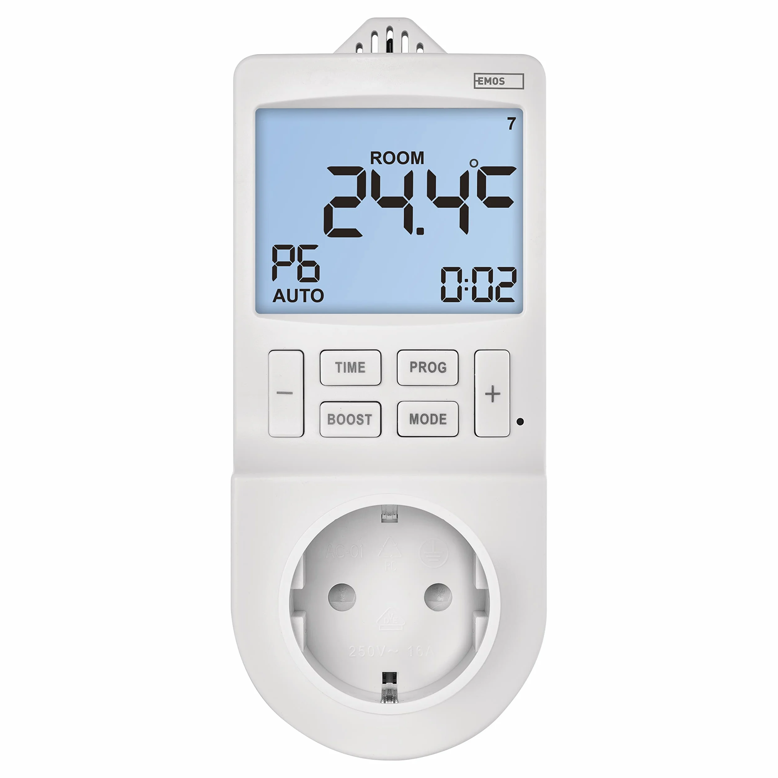 EMOS Termostat gniazdkowy 2 w 1 i timer, cyfrowy regulator temperatury pomieszczenia i timer gniazdko do ogrzewania i chłodzenia, grzejnika, ogrzewania na podczerwień, akwarium, terrarium, szklarni