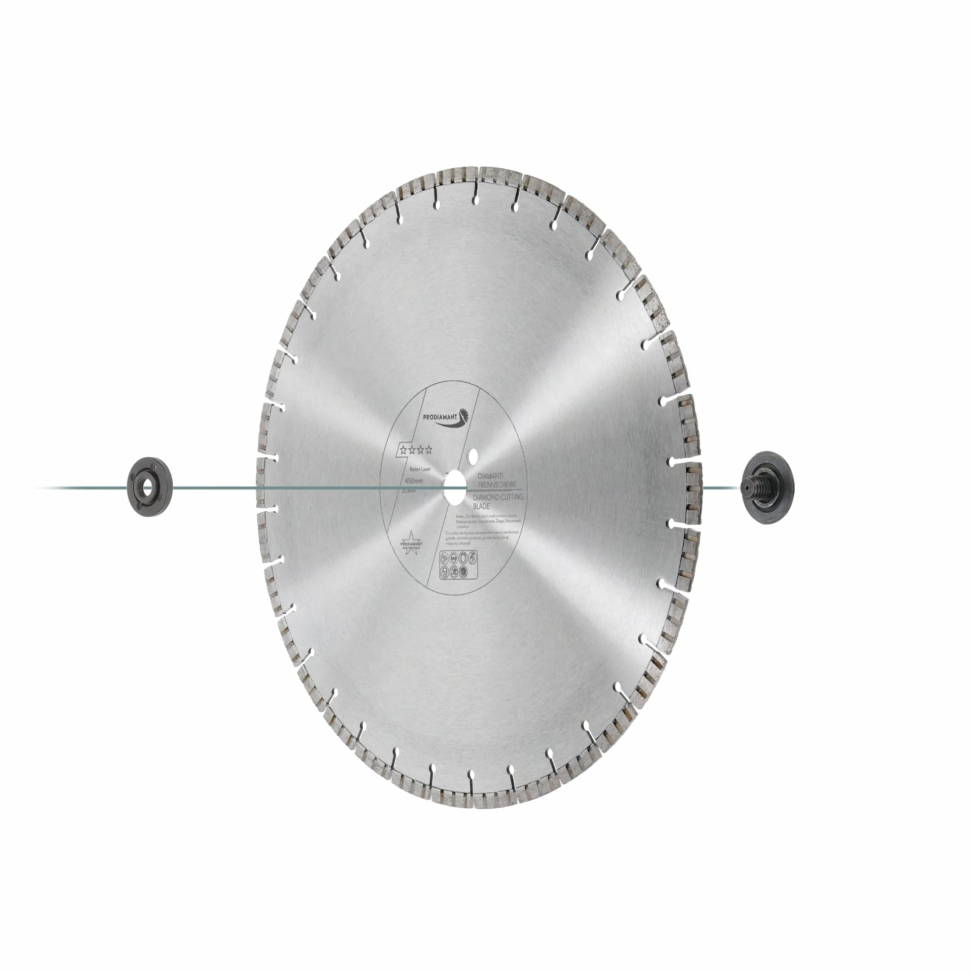 PRODIAMANT Diamentowa tarcza tnąca 450 mm x 25,4 do betonu żelbetowego, kamień i cegła, diamentowe segmenty turbo, spawane laserowo