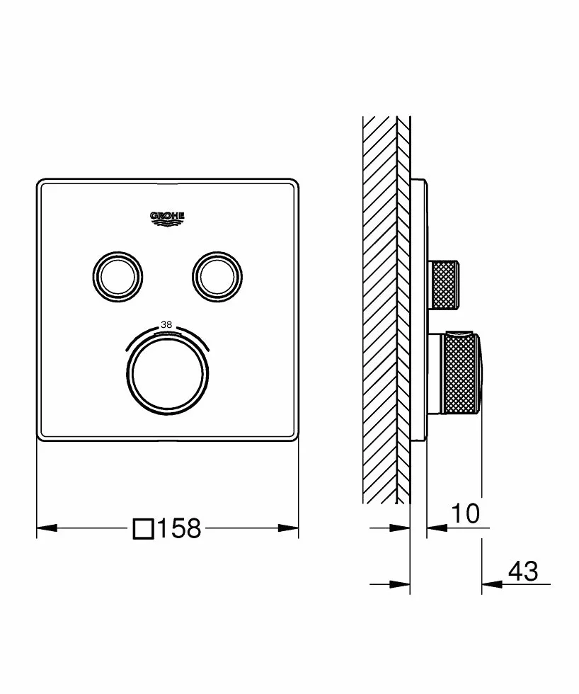 Grohe Smartcontrol Bateria Podtynkowa, Chromowany, 158 mm x 158 mm