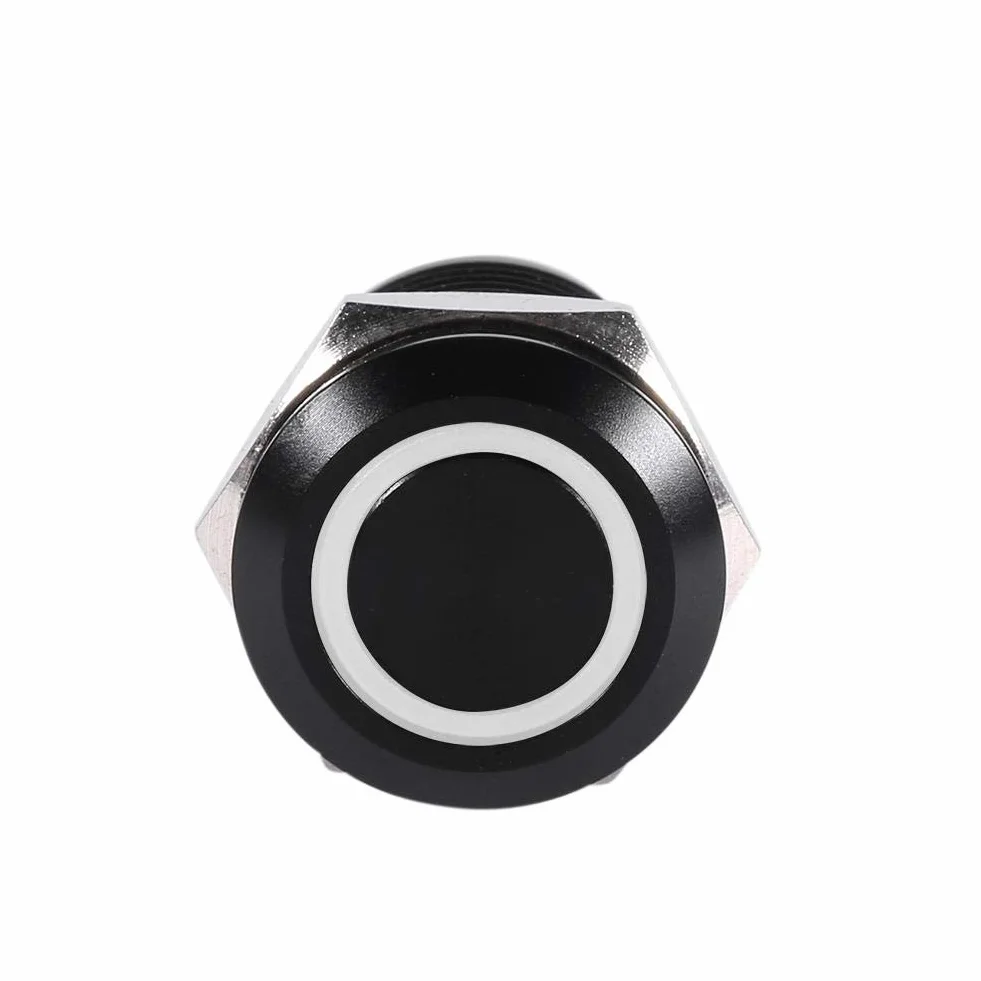 12 mm chwilowy przełącznik przyciskowy 12 V LED światło przełącznik samochodowy metalowy chwilowy włącznik wł./wył. zatrzask (biały)