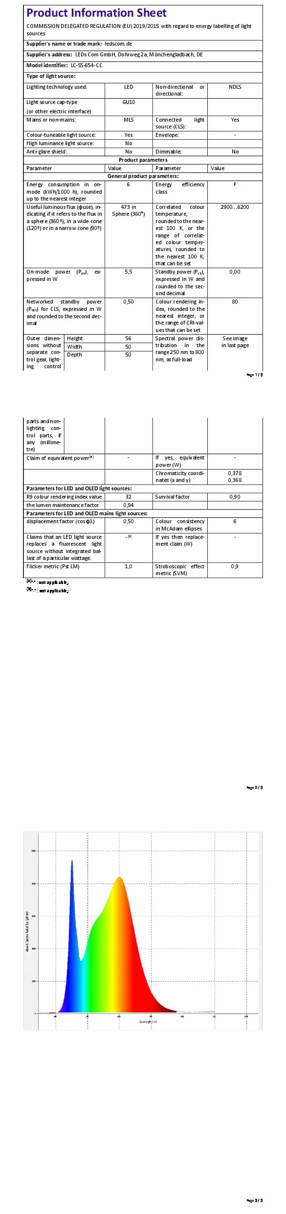 ledscom.de 2 spoty ścienne WAIKA, jednopłomienne, z przełącznikiem, GU10, biały mat, w zestawie z lampą LED Smart Home RGBW GU10, 5.41W, 473lm